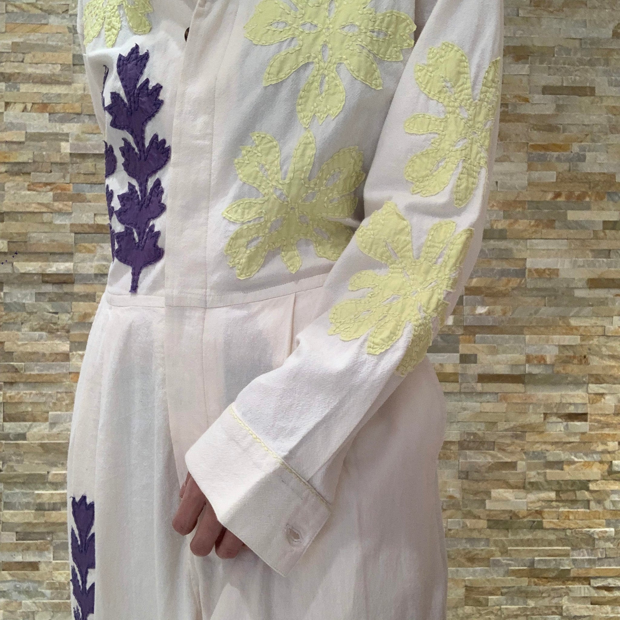 COTTON FLOWER PATCHWORK ALL IN ONE – Ecru | SARAMALLIKA