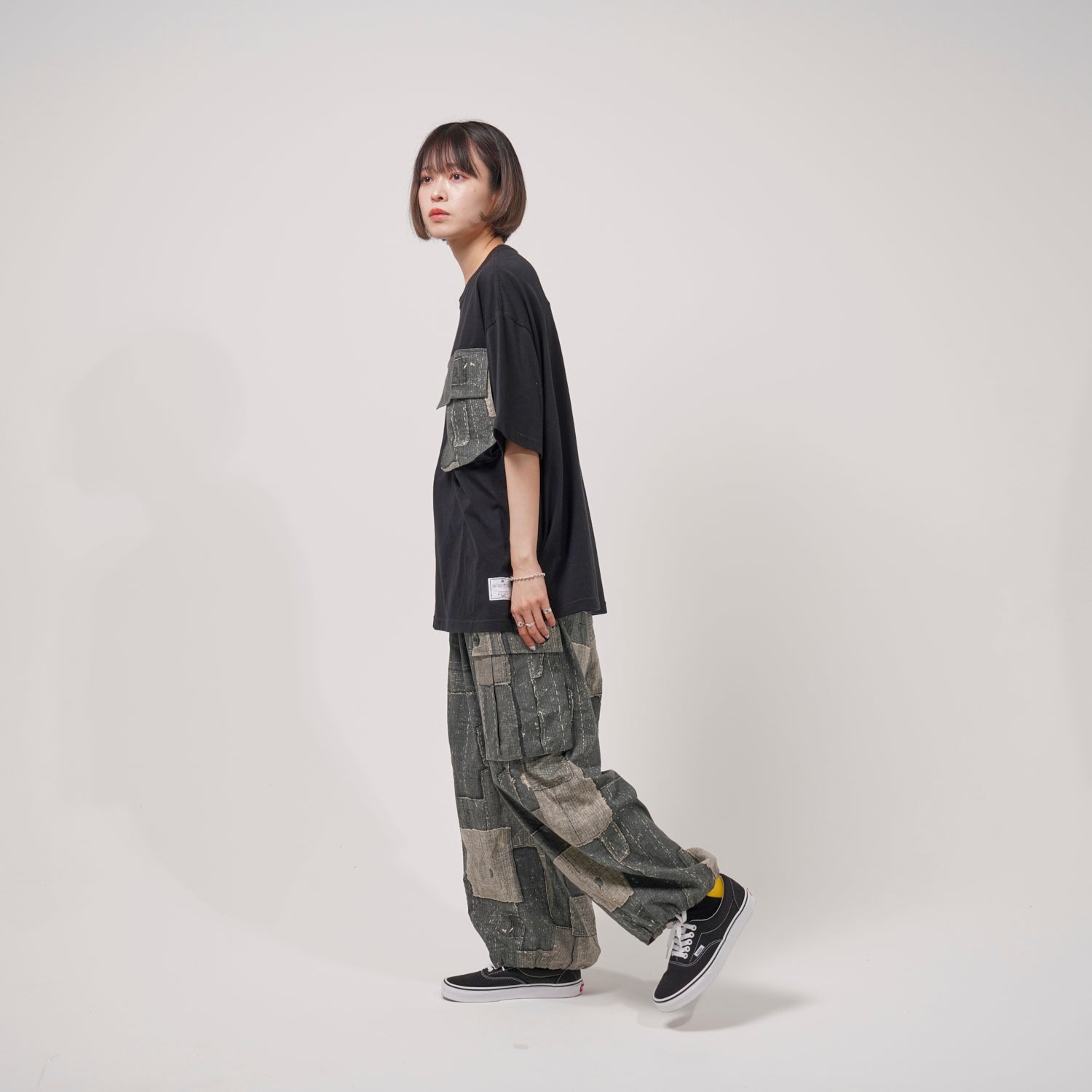 Balloon Wide Cargo Pants (DENIM PATCHWORK) – DENIM PATCHWORK | Size:Free | EFFECTEN