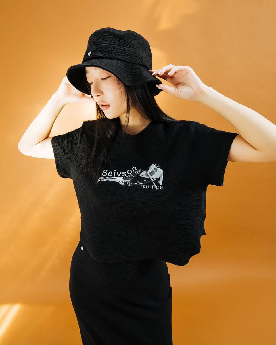 No:Seivson Skirt | Name:Seivson x FRUITION "Fruit Leather Textured Wrinkle-Free Fabric Screw Slit Long Dress" Black【SEIVSON_セイブソン】