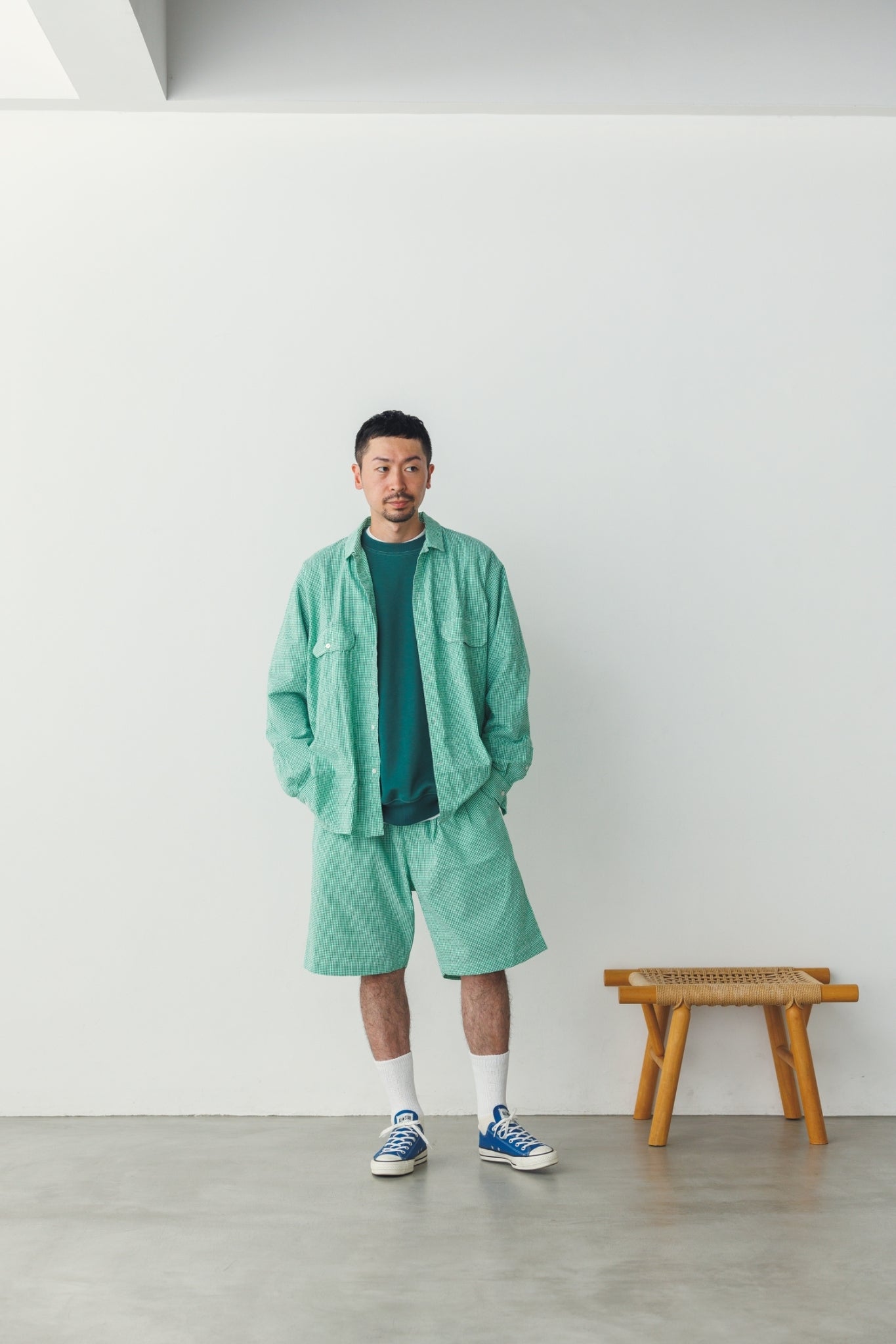 BES-03_B | BAGS EASY SHORT PANTS-SOCCER GINGHAM | Color:Green【CATTA_カッタ】