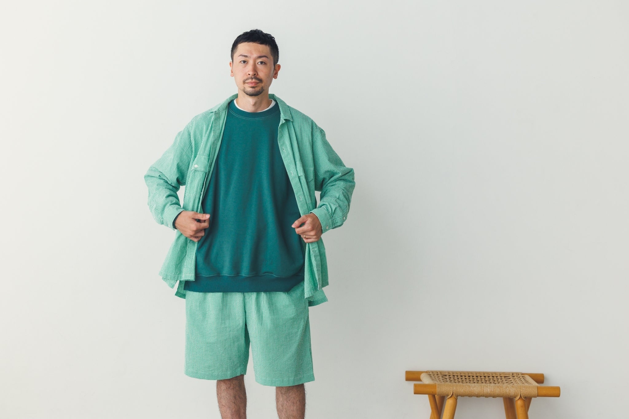 BES-03_B | BAGS EASY SHORT PANTS-SOCCER GINGHAM | Color:Green【CATTA_カッタ】