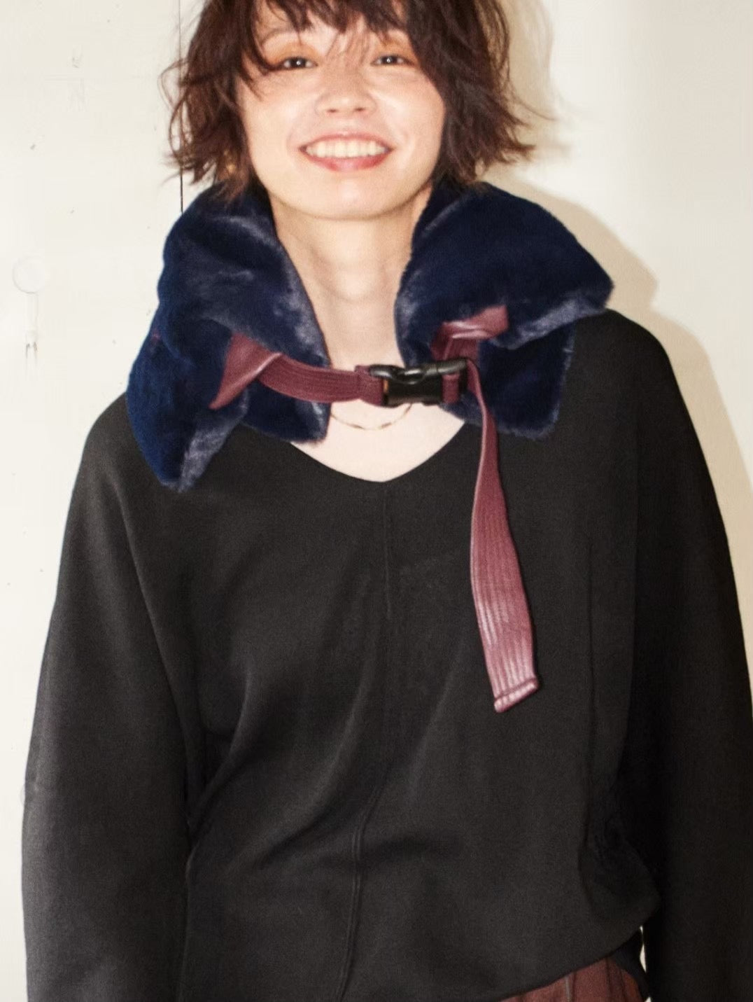 No:WG1035 | Name:Fur BAGネックウォーマーⅡ | Color:Gray/Navy | Size-Free【REHERSALL_リハーズオール】