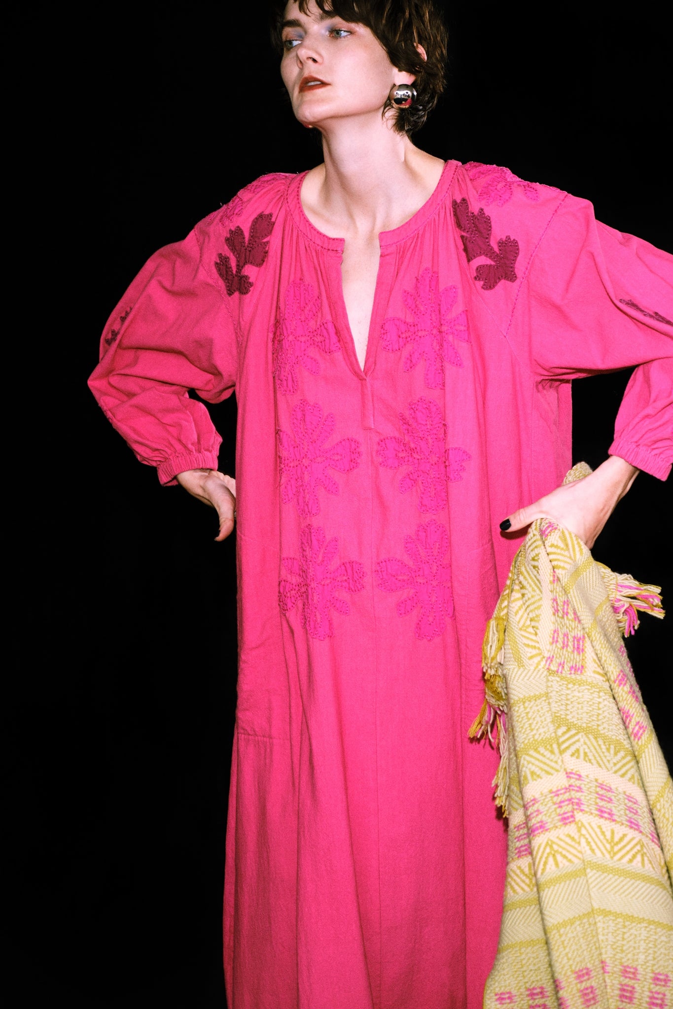 COTTON FLOWER PATCHWORK DRESS – Pink | SARAMALLIKA