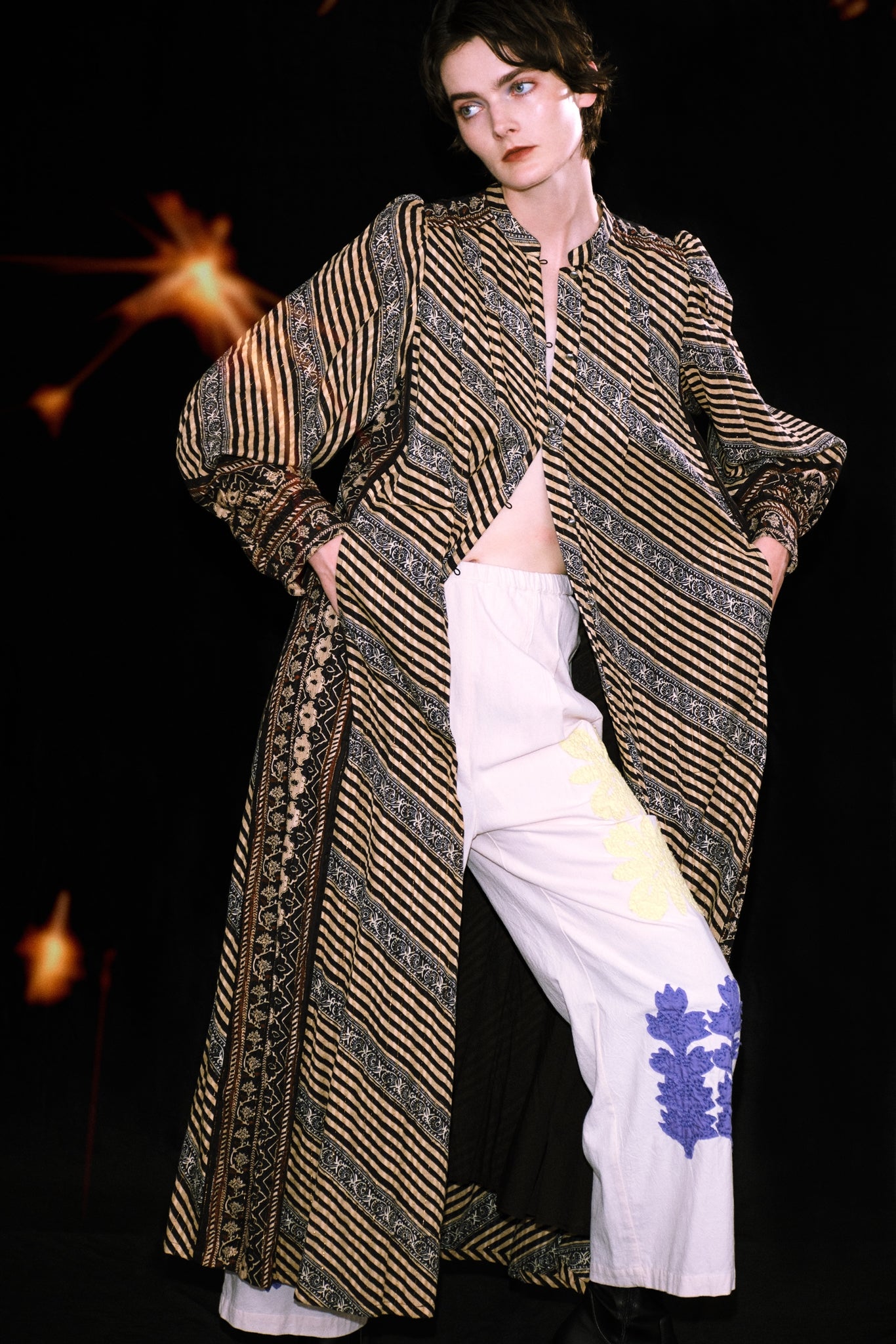 No:020632SA3b | Name:COTTON FLOWER PATCH WORK PANTS | Color:Ecru【SARAMALLIKA_サラマリカ】