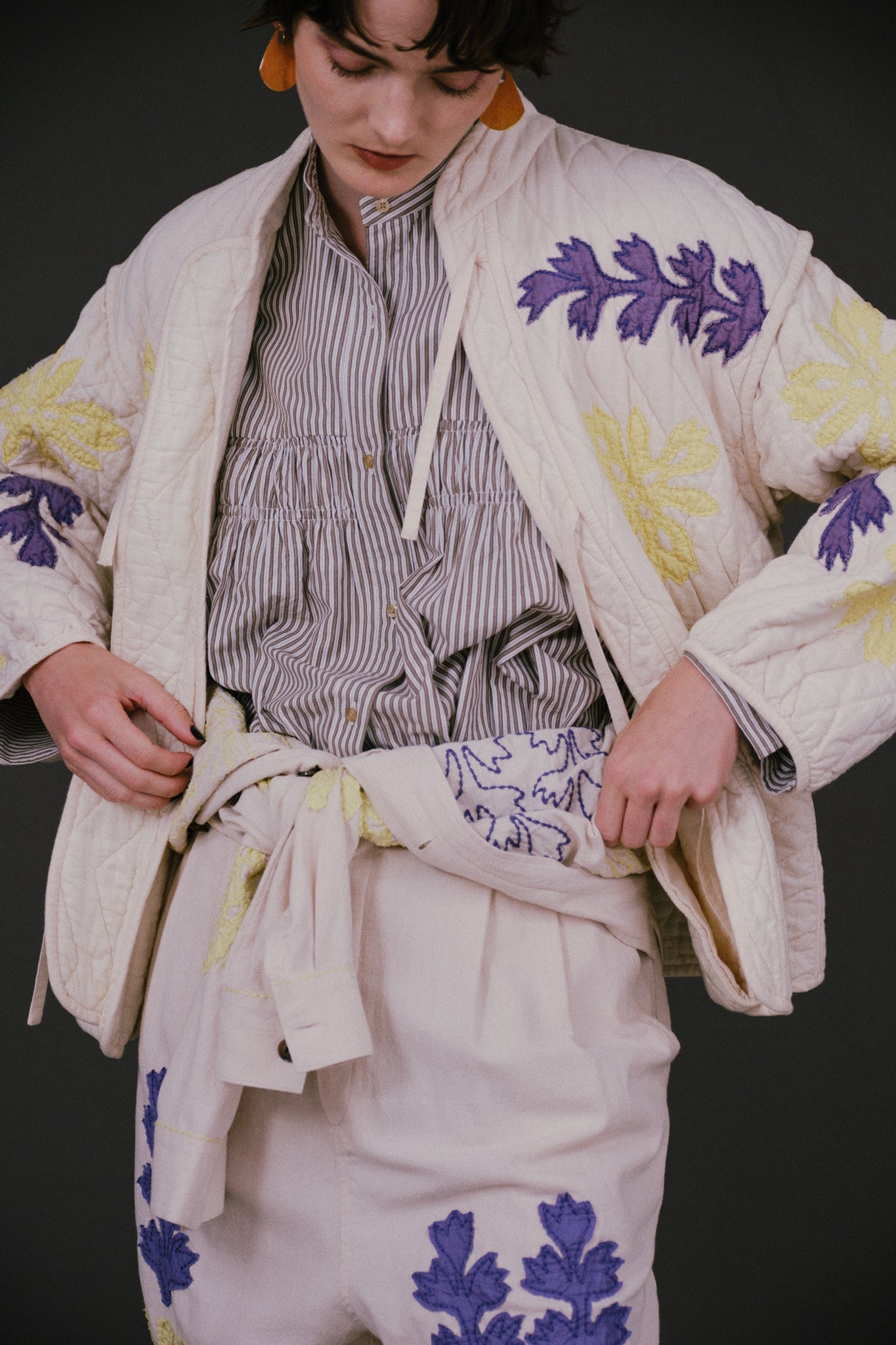 COTTON FLOWER PATCHWORK JK – Ecru | SARAMALLIKA