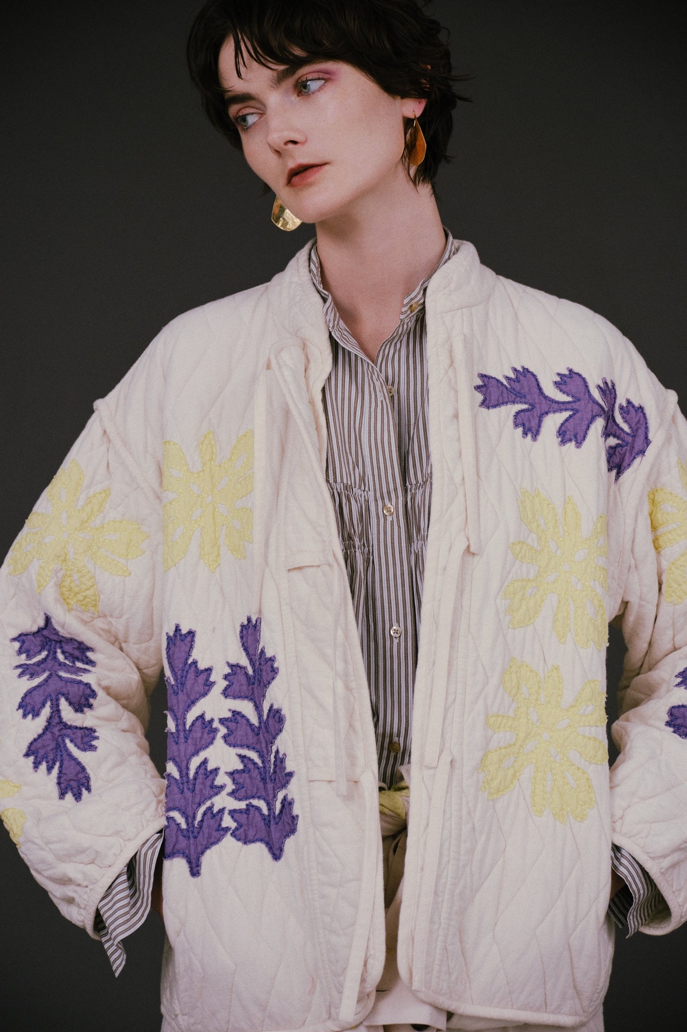 COTTON FLOWER PATCHWORK JK – Ecru | SARAMALLIKA