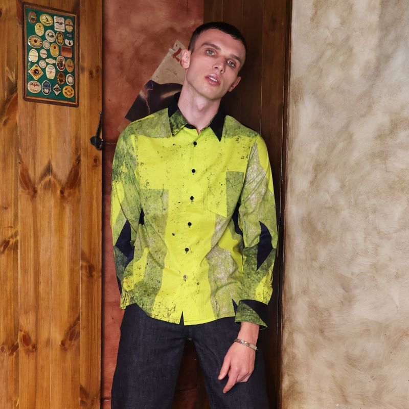 SH531 | DUSTY UNIONJACK SHIRTS TRICOLOUR | Color:Tricolour/Yellow【ORIGINAL JOHN_オリジナルジョン】
