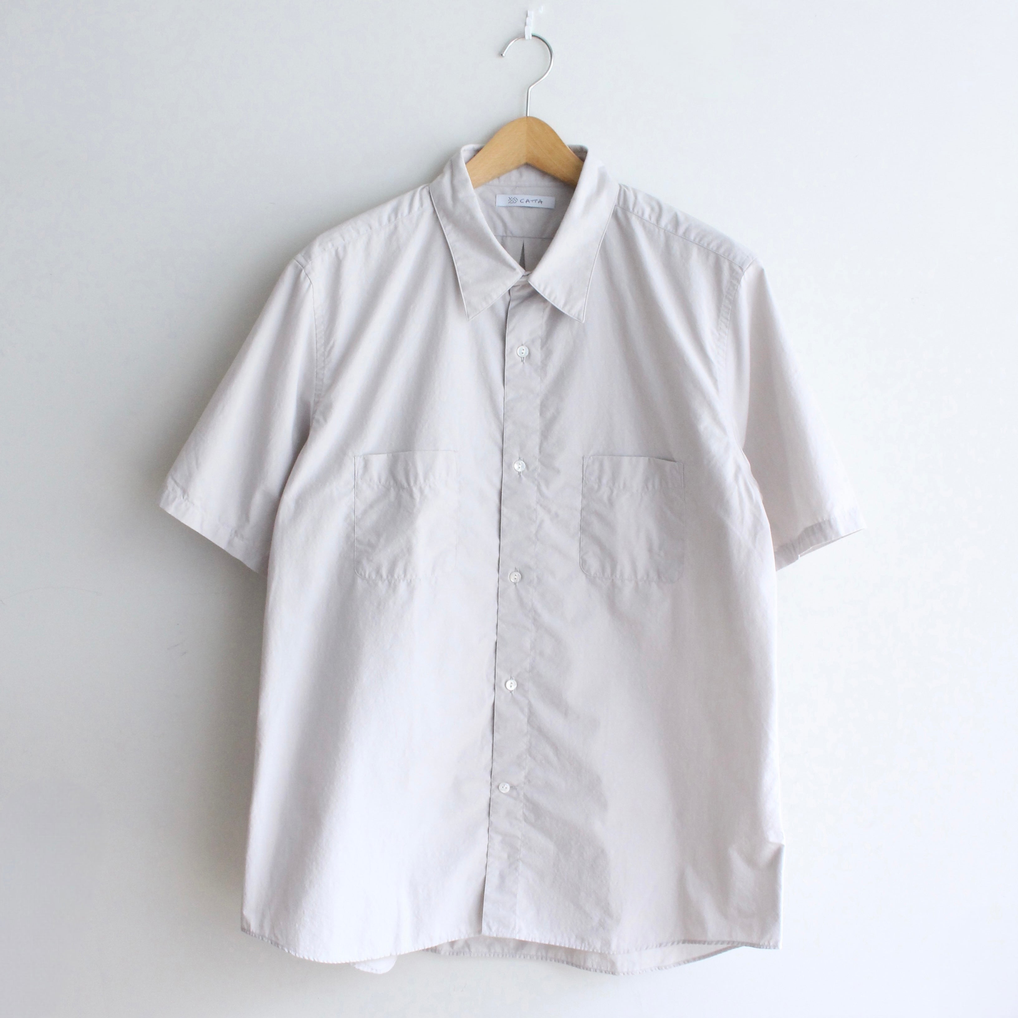 RGS-03_Gray | REGULAR COLLAR S/S SHIRT-NATURAL WASHER | Color:Gray【CATTA SHIRTS_カッタ シャツ】