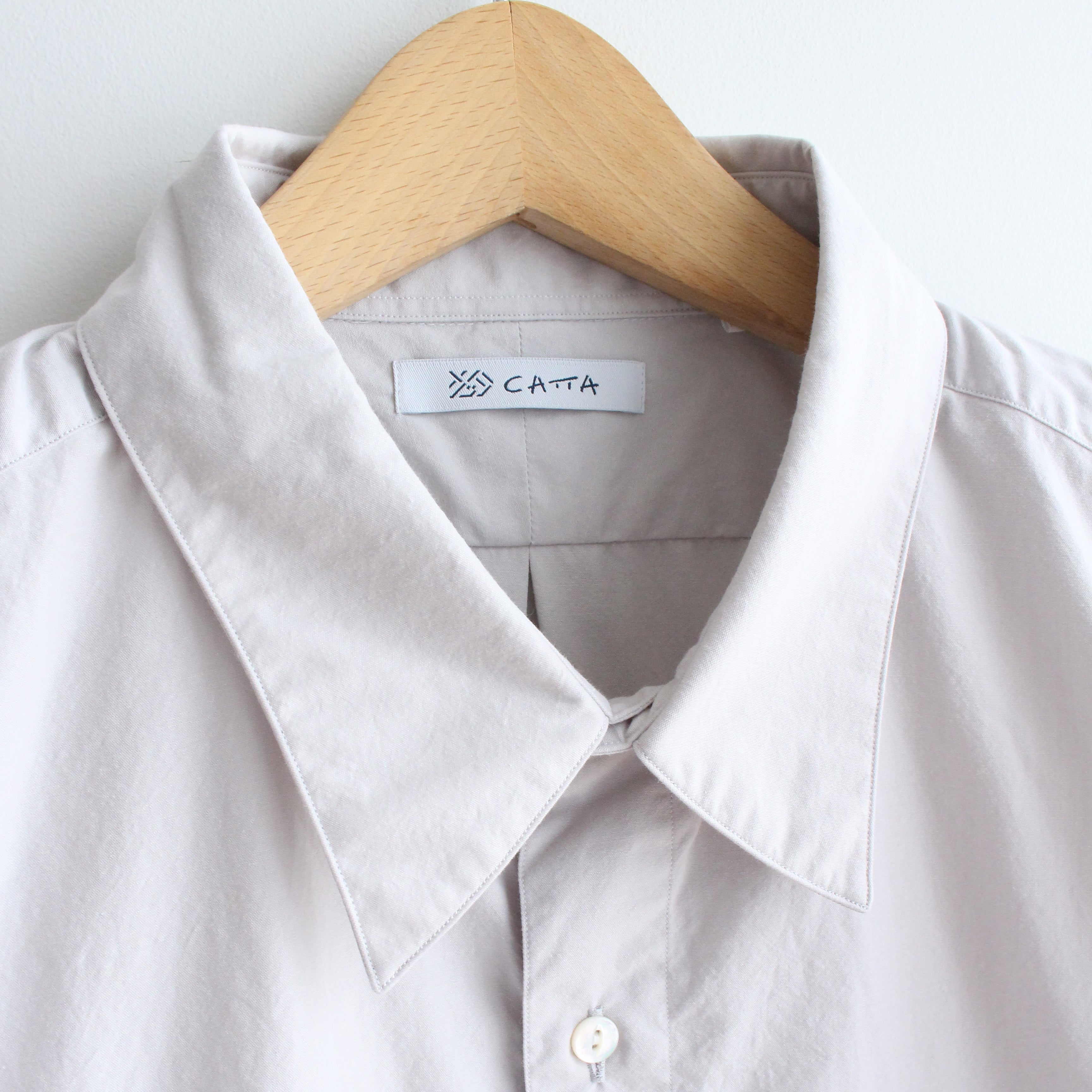 RGS-03_Gray | REGULAR COLLAR S/S SHIRT-NATURAL WASHER | Color:Gray【CATTA SHIRTS_カッタ シャツ】