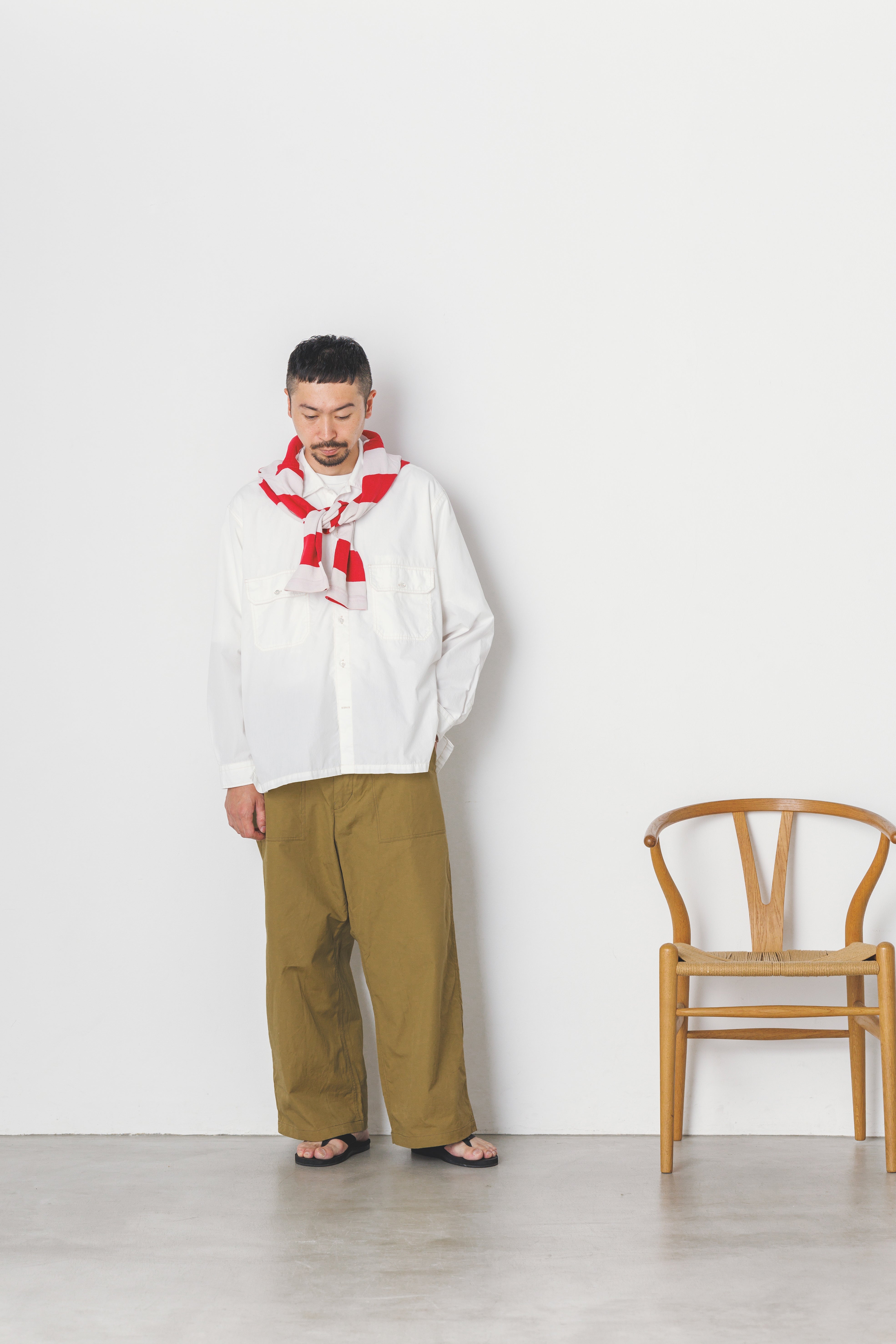 WP-02_White | W POCKET SHIRT-NATURAL WASHER | Color:White【CATTA SHIRTS_カッタ シャツ】