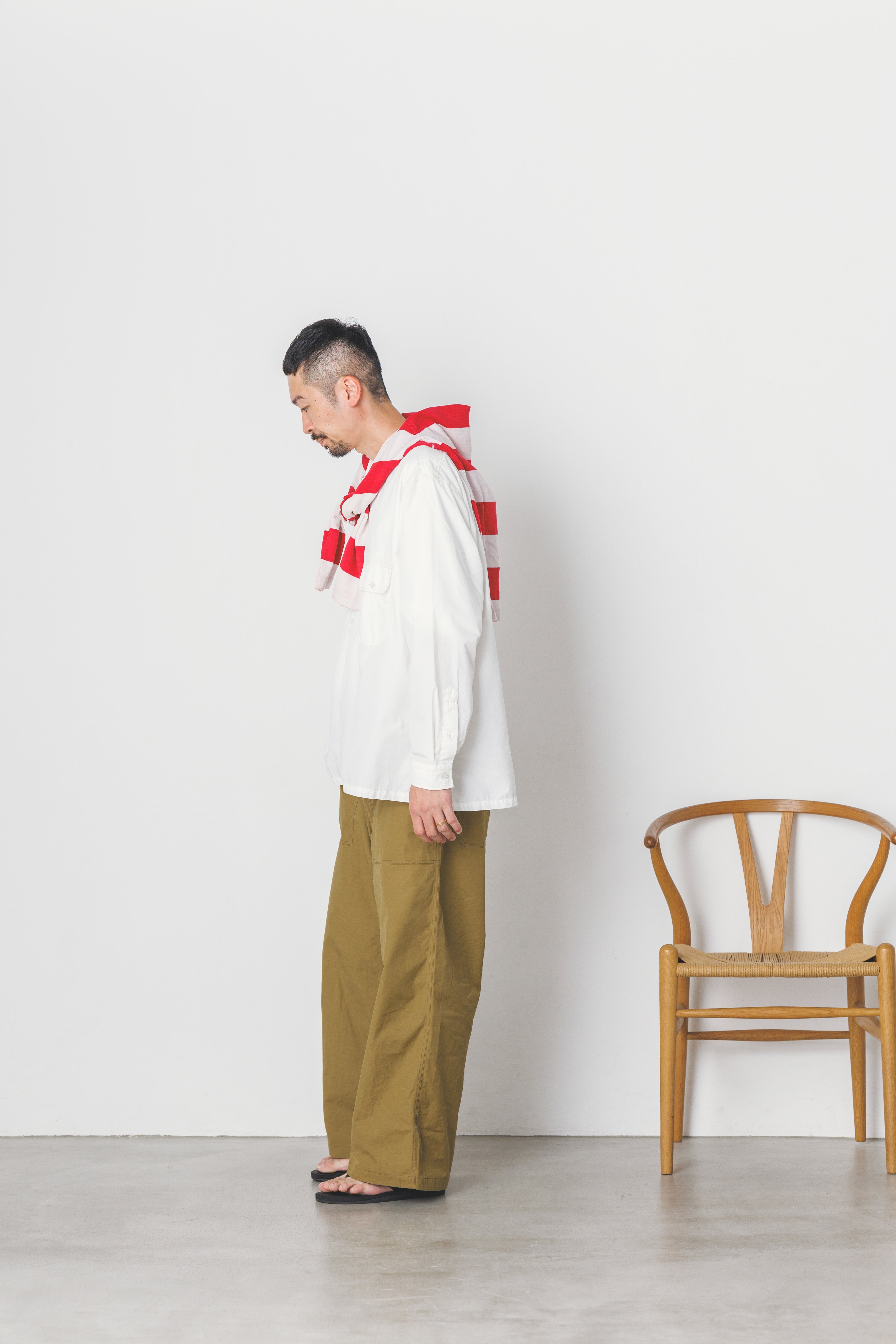 WP-02_White | W POCKET SHIRT-NATURAL WASHER | Color:White【CATTA SHIRTS_カッタ シャツ】