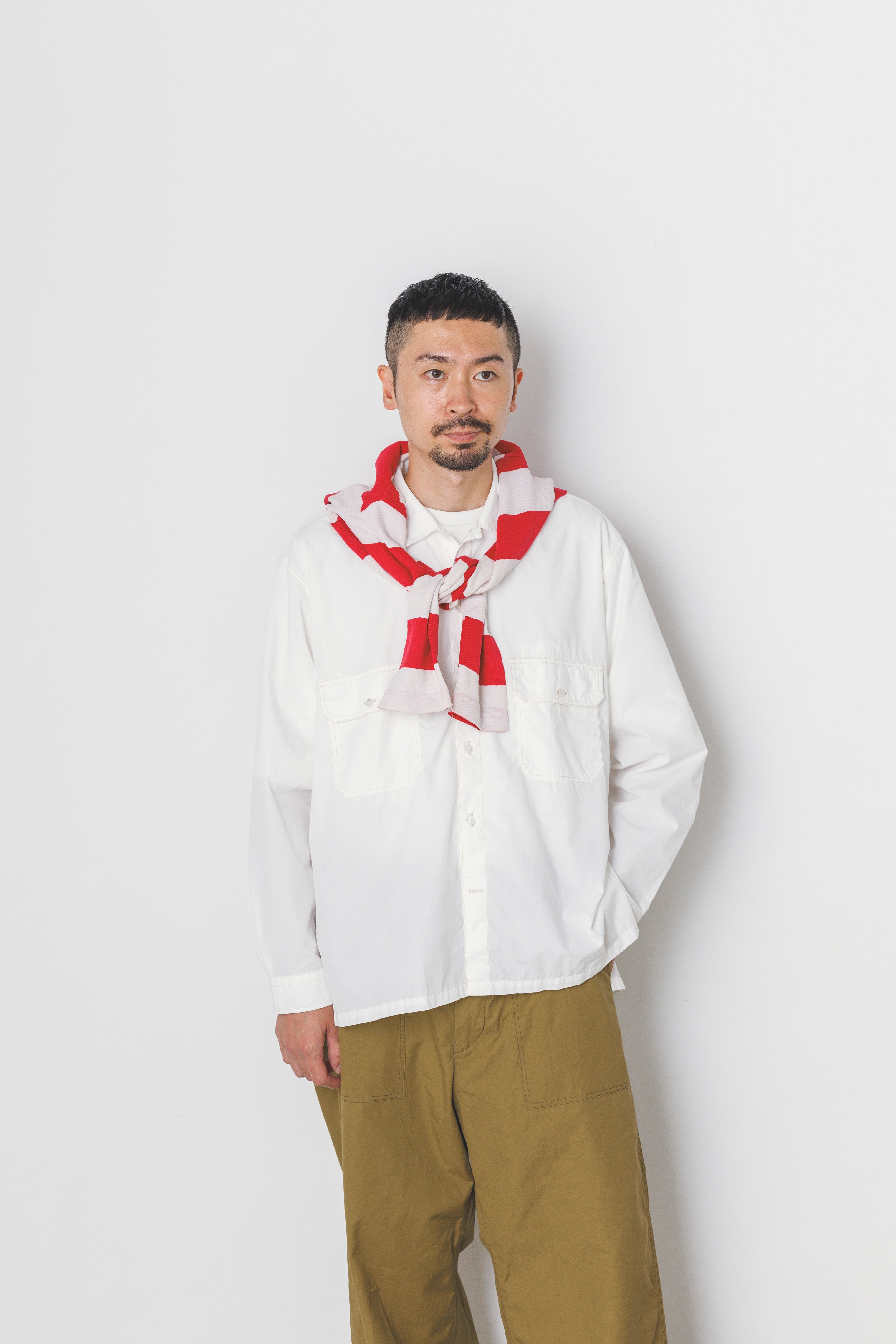 WP-02_White | W POCKET SHIRT-NATURAL WASHER | Color:White【CATTA SHIRTS_カッタ シャツ】