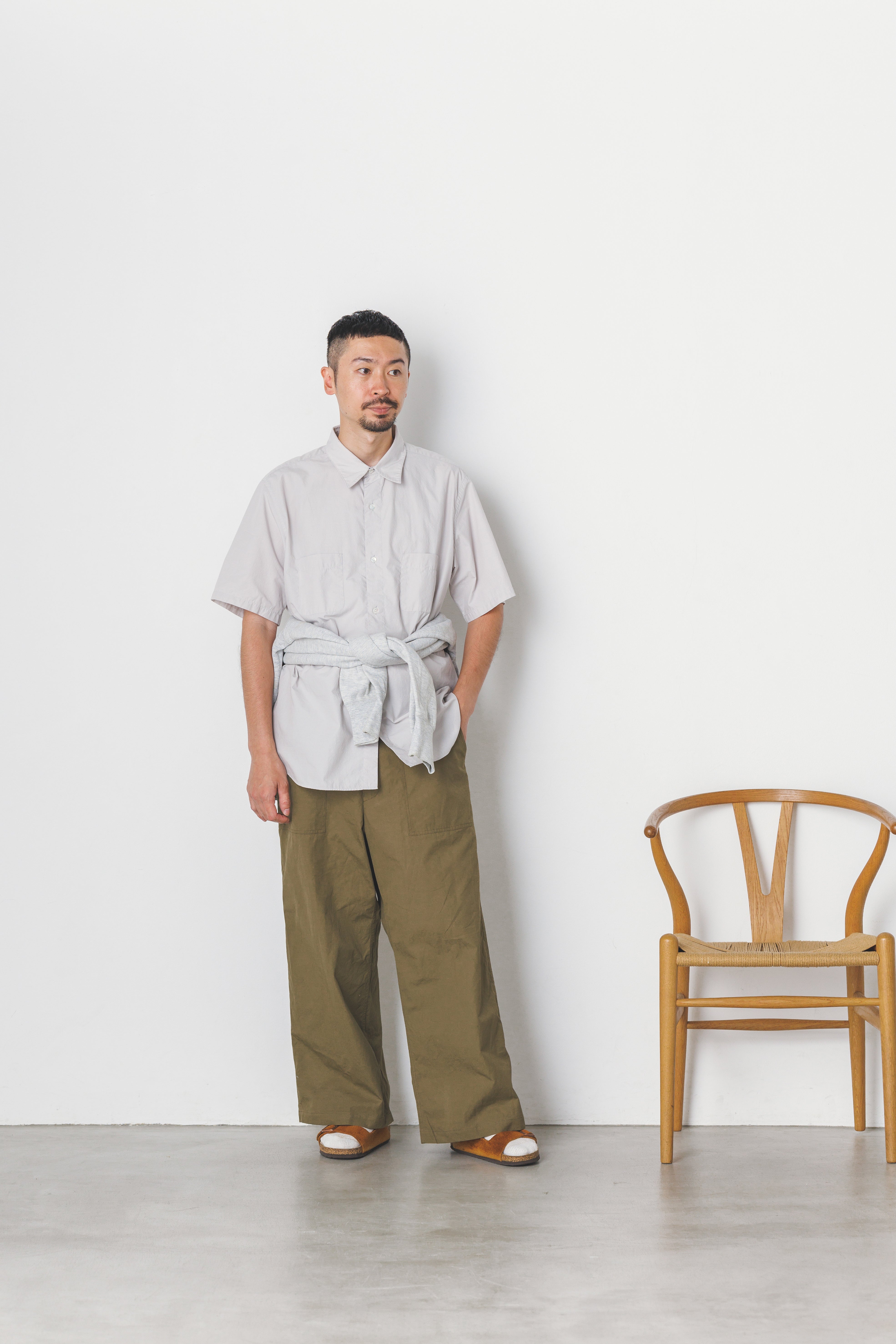 RGS-03_Gray | REGULAR COLLAR S/S SHIRT-NATURAL WASHER | Color:Gray【CATTA SHIRTS_カッタ シャツ】