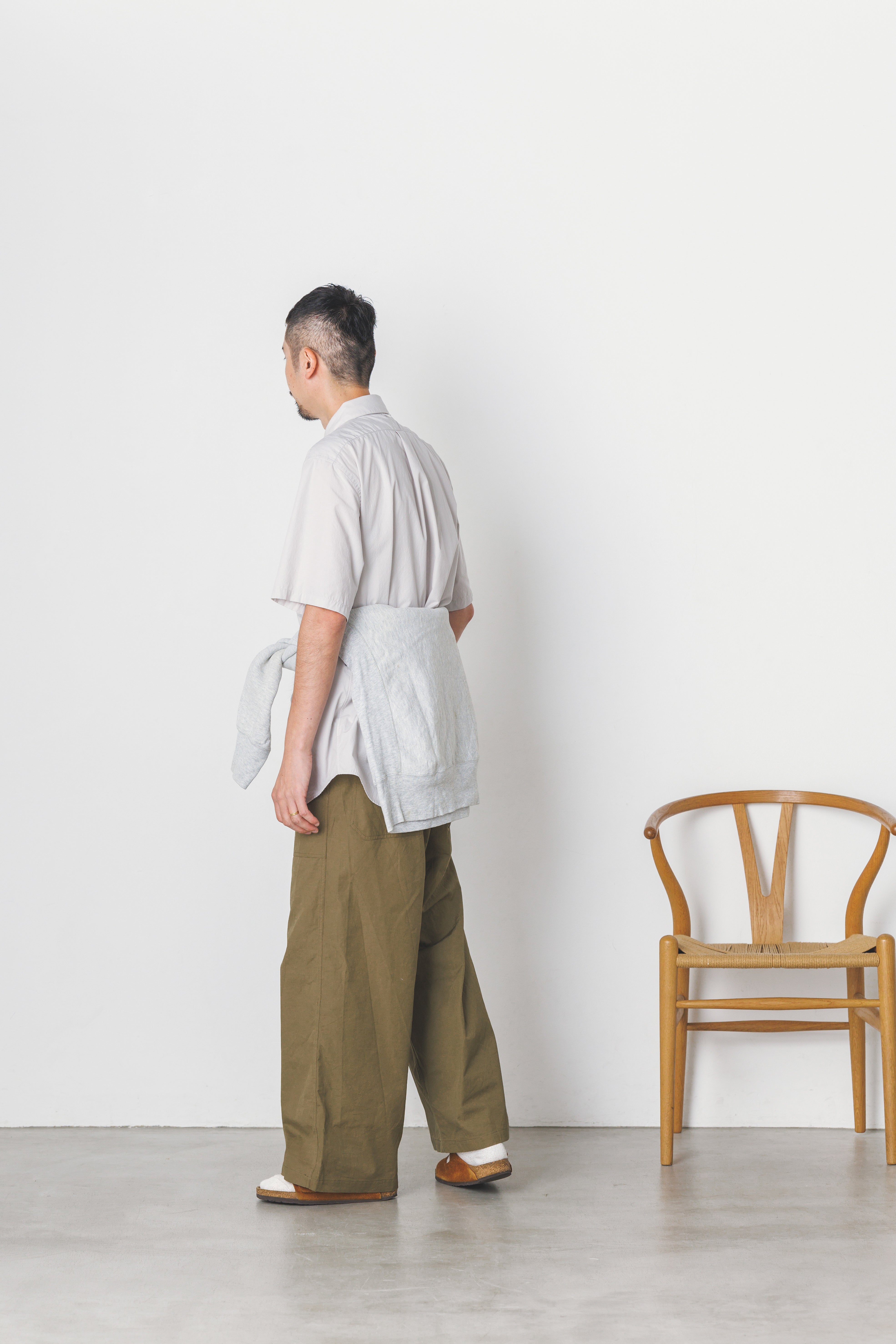 RGS-03_Gray | REGULAR COLLAR S/S SHIRT-NATURAL WASHER | Color:Gray【CATTA SHIRTS_カッタ シャツ】