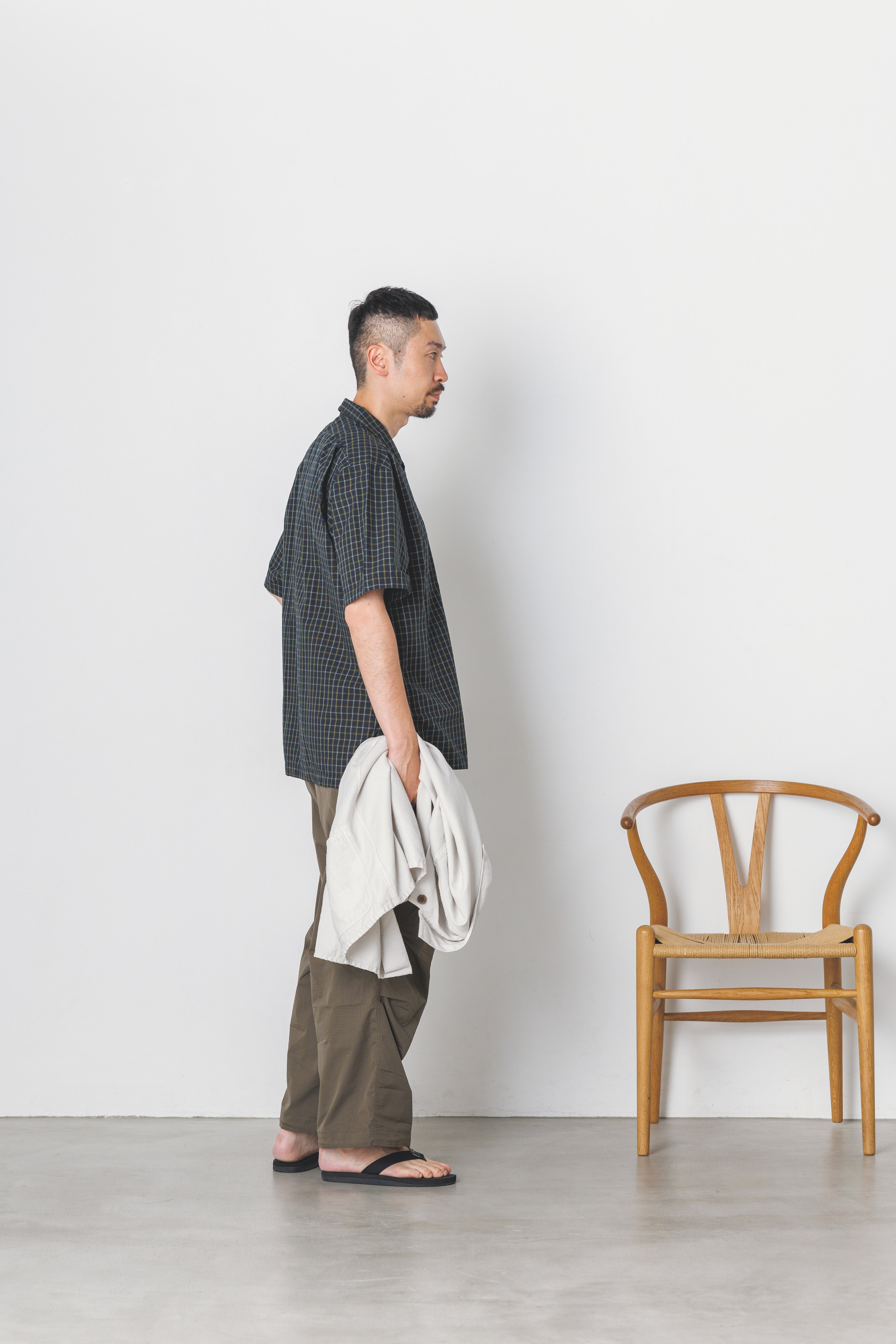 OP-05_Navy | OPEN COLLAR SHIRT-BRITISH CHECK | Color:Navy【CATTA SHIRTS_カッタ シャツ】