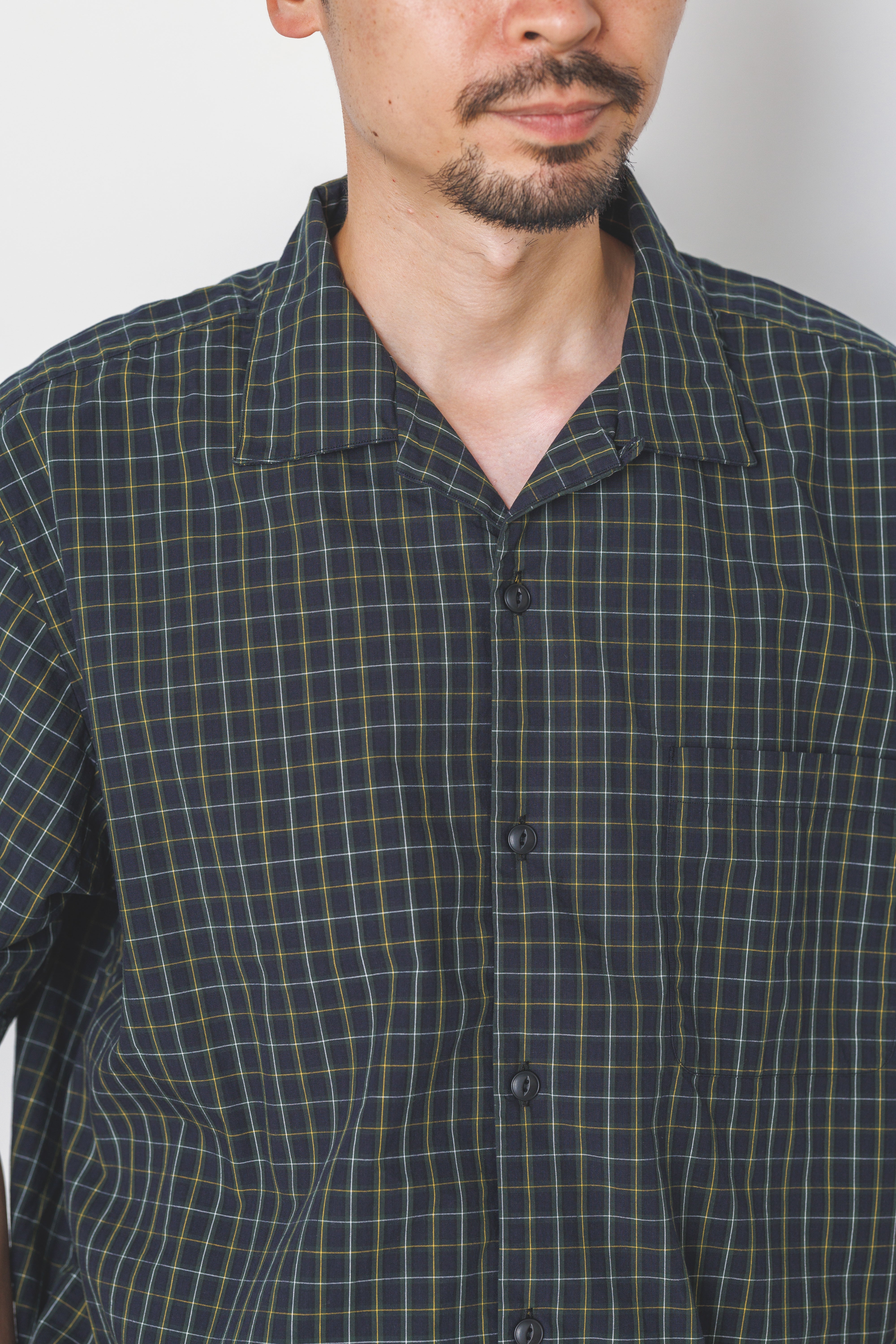 OP-05_Navy | OPEN COLLAR SHIRT-BRITISH CHECK | Color:Navy【CATTA SHIRTS_カッタ シャツ】