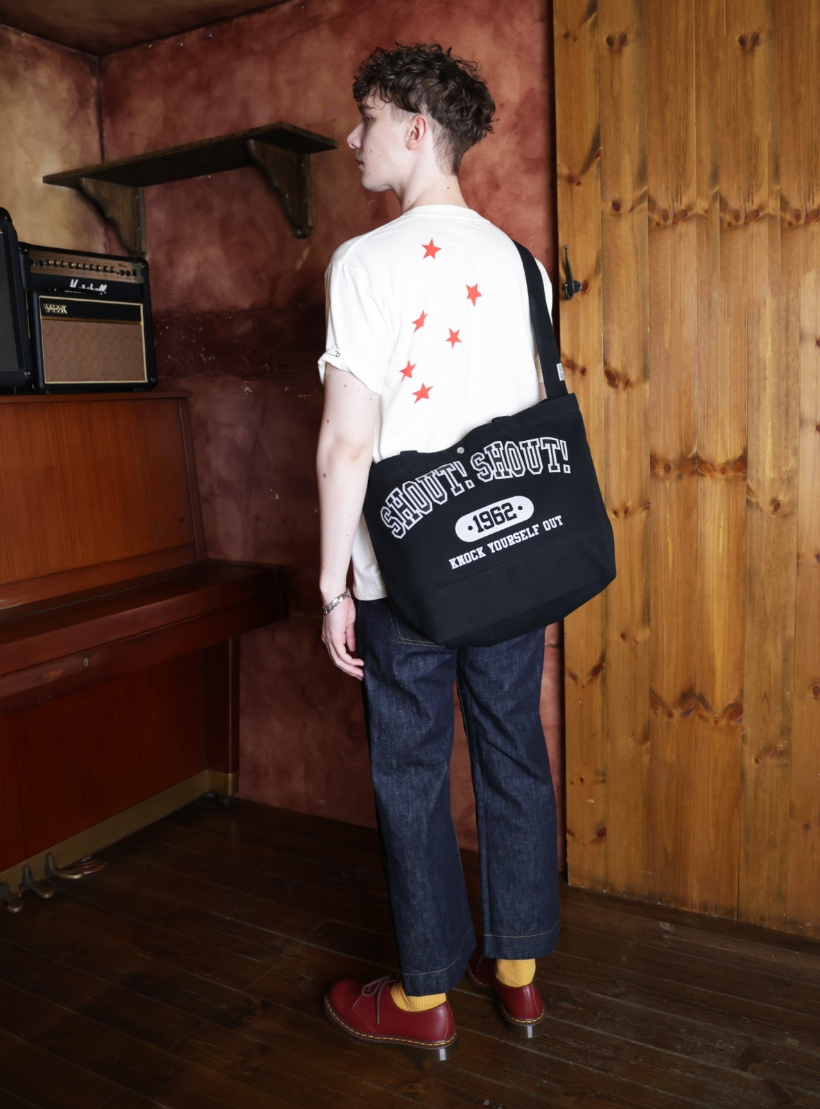 25-1-BG03_Black | SHOUT! SHOUT! SHOULDER TOTE BAG | Color:Black【ORIGINAL JOHN_オリジナルジョン】