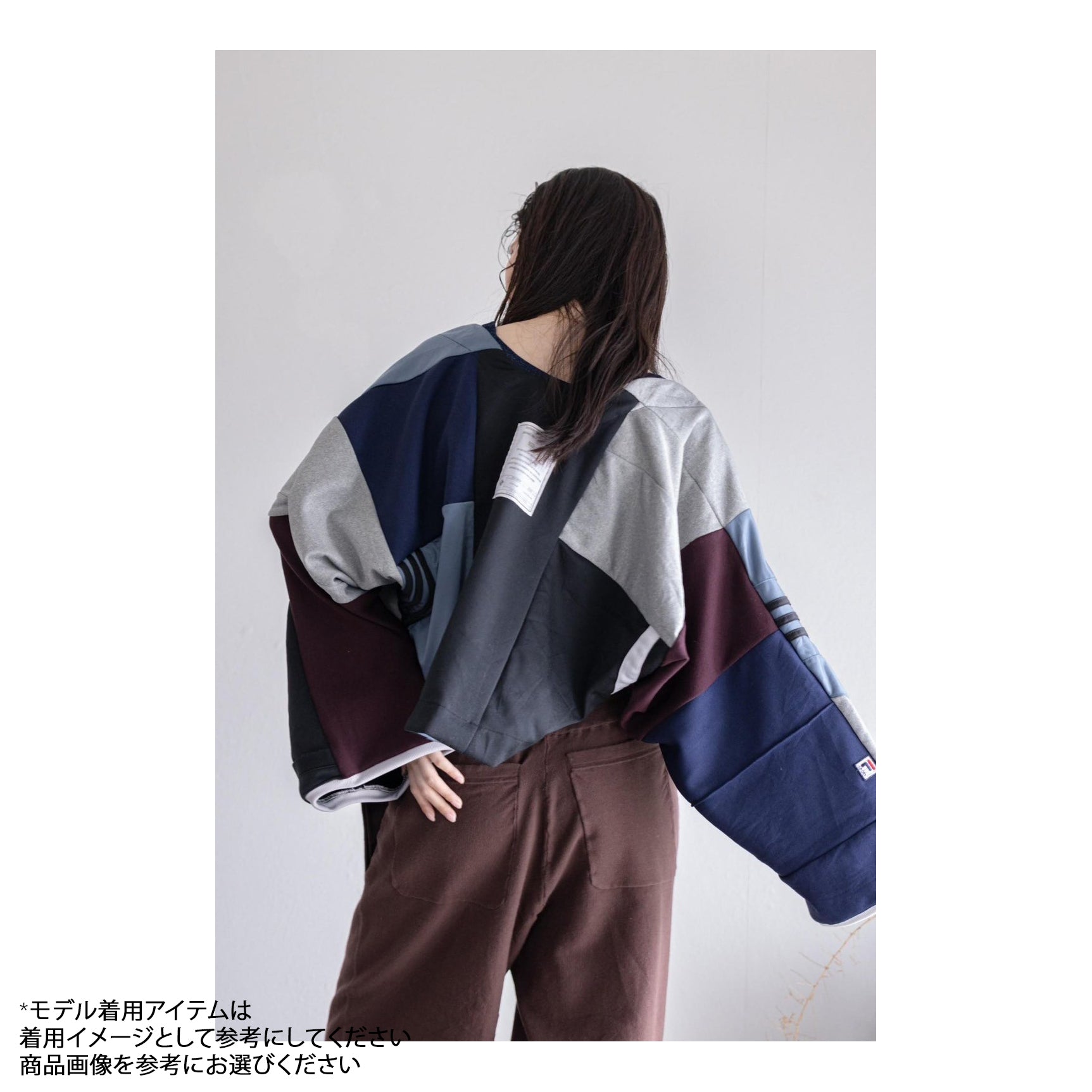 AT252 | ジャージパッチワークボレロ | Color:Multi_07 | Size-Free【REHERSALL_リハーズオール】【archive】