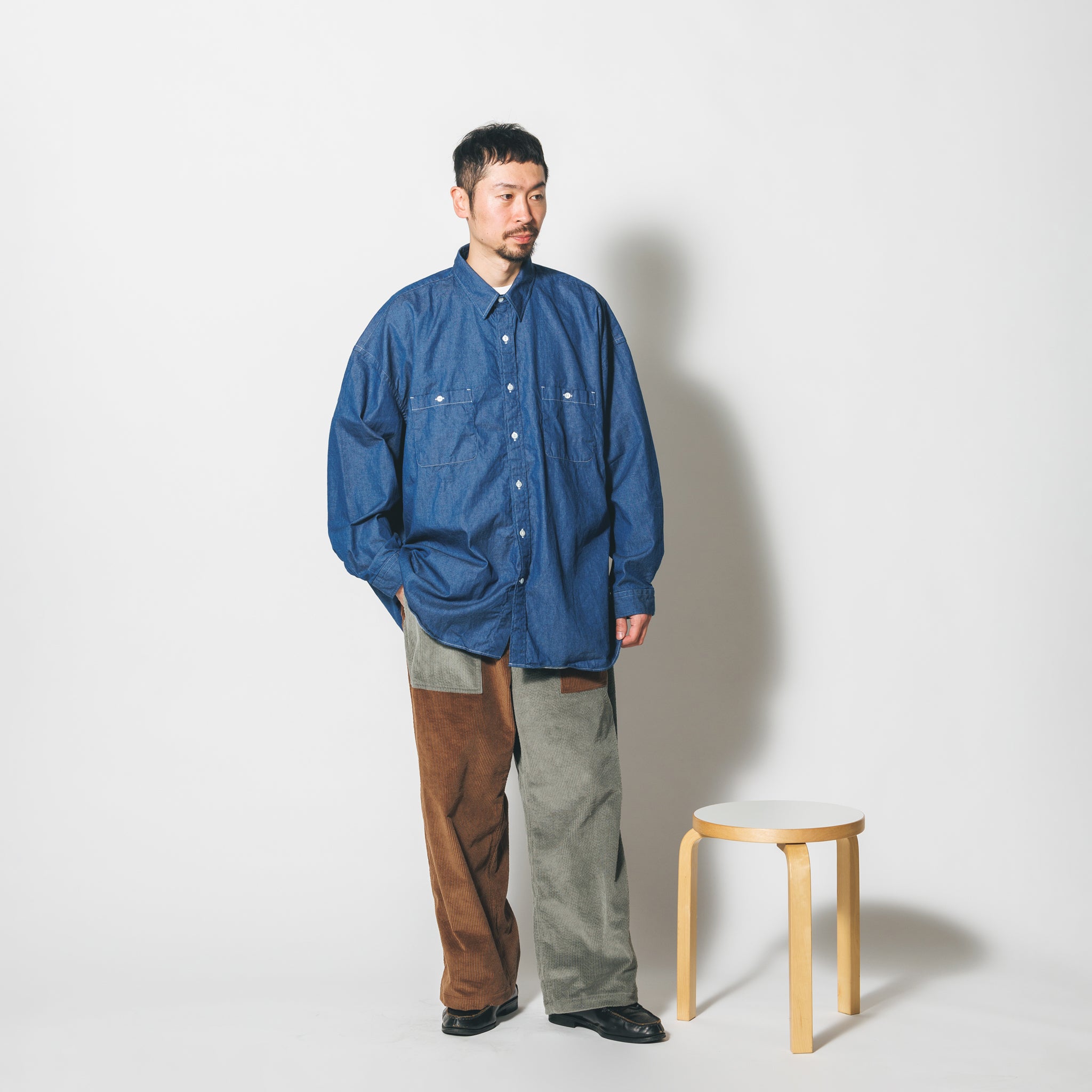 REGULAR WIDE W POCKET SHIRT-DENIM | Color_Navy | No_rgw-01wp_navy【CATTA_カッタ】【入荷予定アイテム・入荷連絡可能】