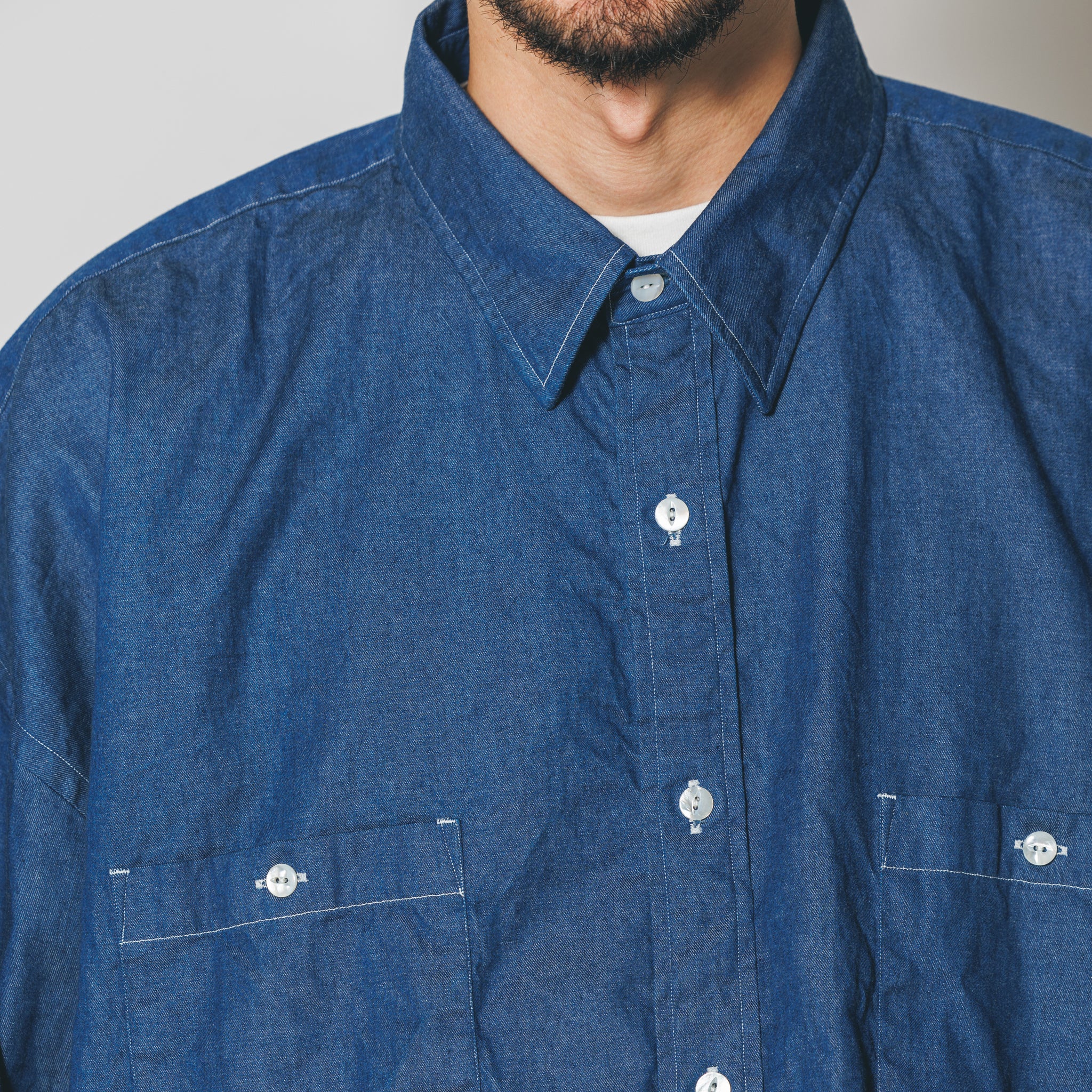REGULAR WIDE W POCKET SHIRT-DENIM | Color_Navy | No_rgw-01wp_navy【CATTA_カッタ】