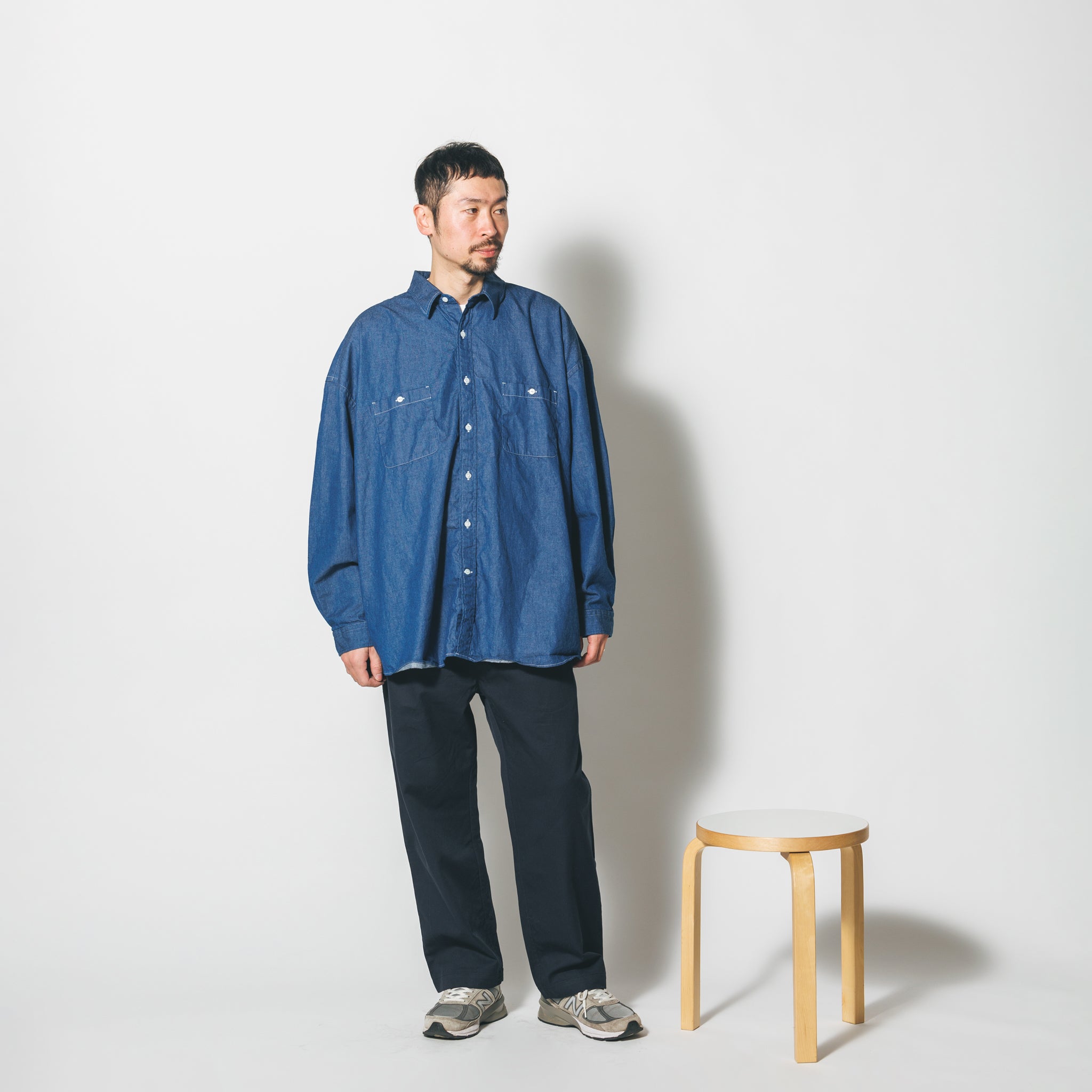 REGULAR WIDE W POCKET SHIRT-DENIM | Color_Navy | No_rgw-01wp_navy【CATTA_カッタ】