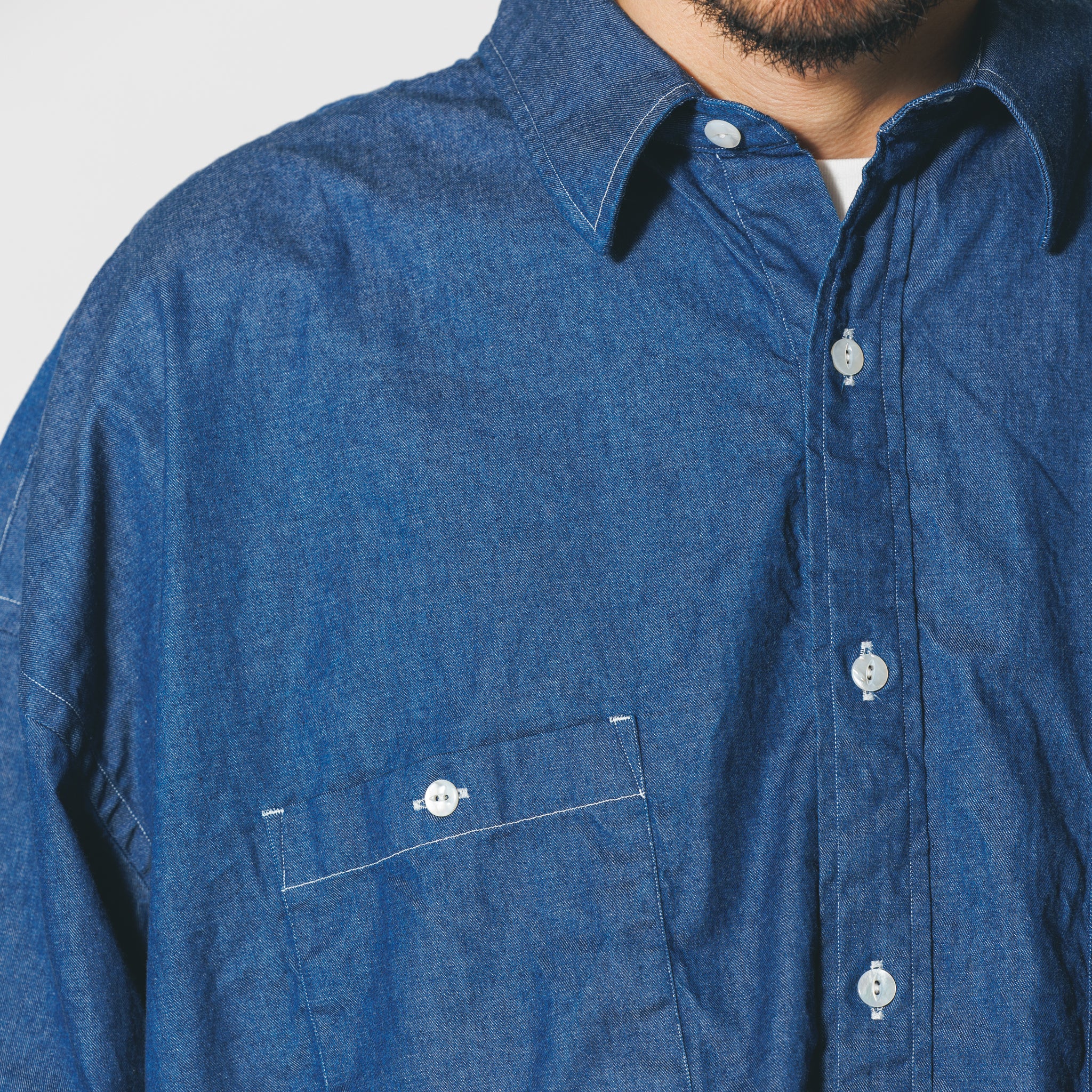 REGULAR WIDE W POCKET SHIRT-DENIM | Color_Navy | No_rgw-01wp_navy【CATTA_カッタ】
