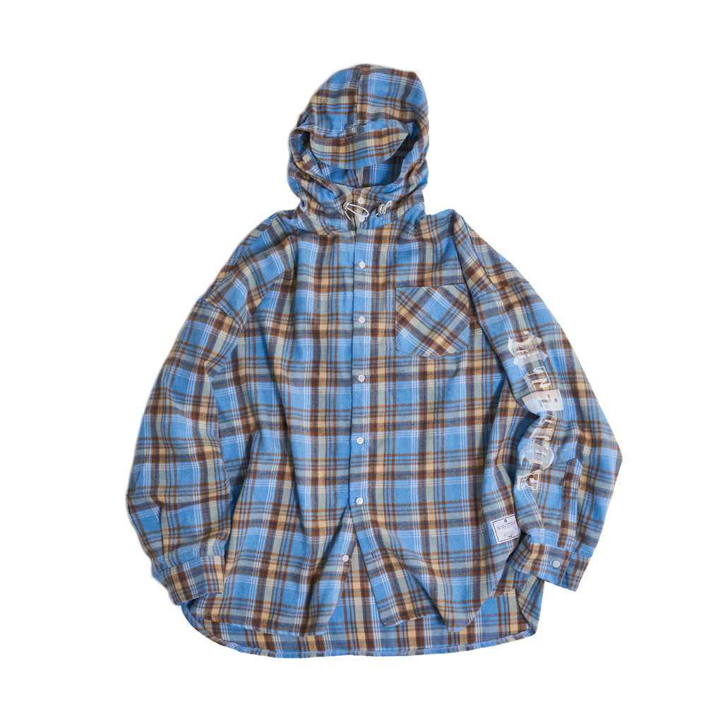Check shirts hoodie – Sky Blue/Mint | Size:Free | EFFECTEN