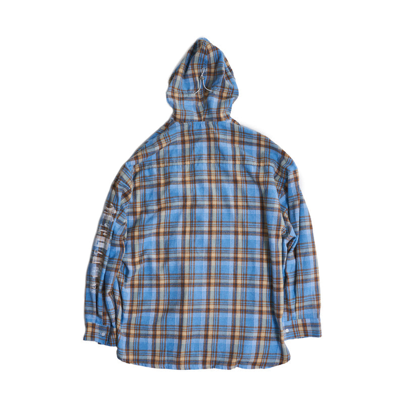 efmsaw-07 | Check shirts hoodie | Color:Sky Blue/Mint | Size:Free【EFFECTEN_エフェクテン】【archive】