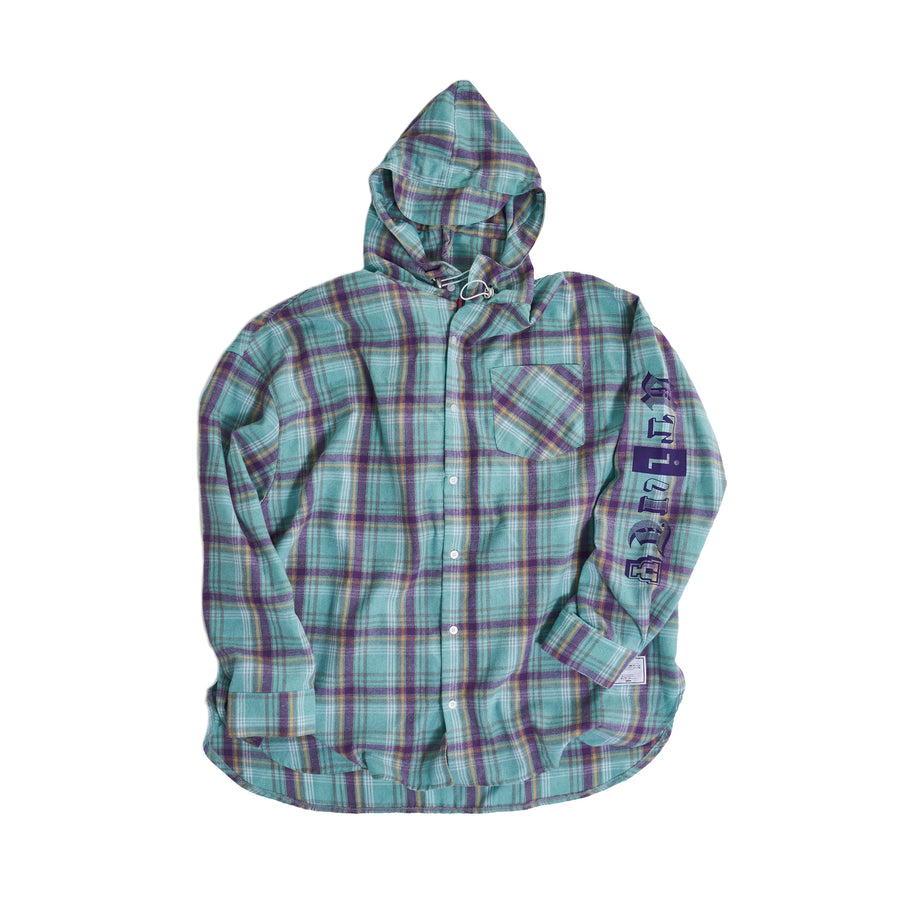 Check shirts hoodie – Sky Blue/Mint | Size:Free | EFFECTEN