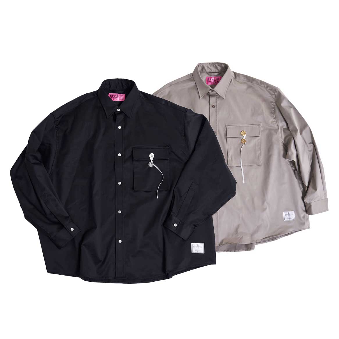 No:efmsaw-05 | Name: Letter pocket big shirts | Color:Black/Grayge | S