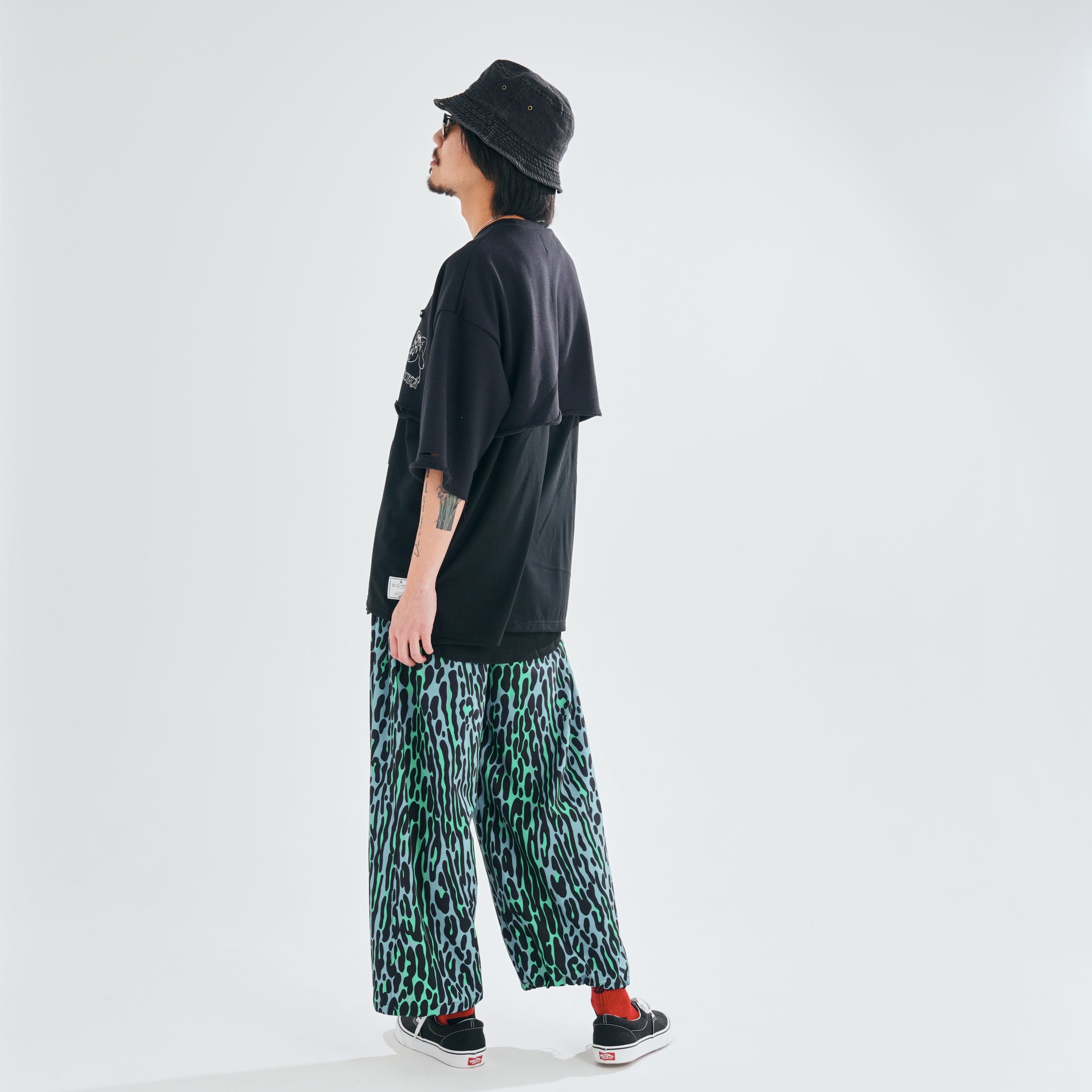 Leopard Wide Pants – Blue Green | EFFECTEN