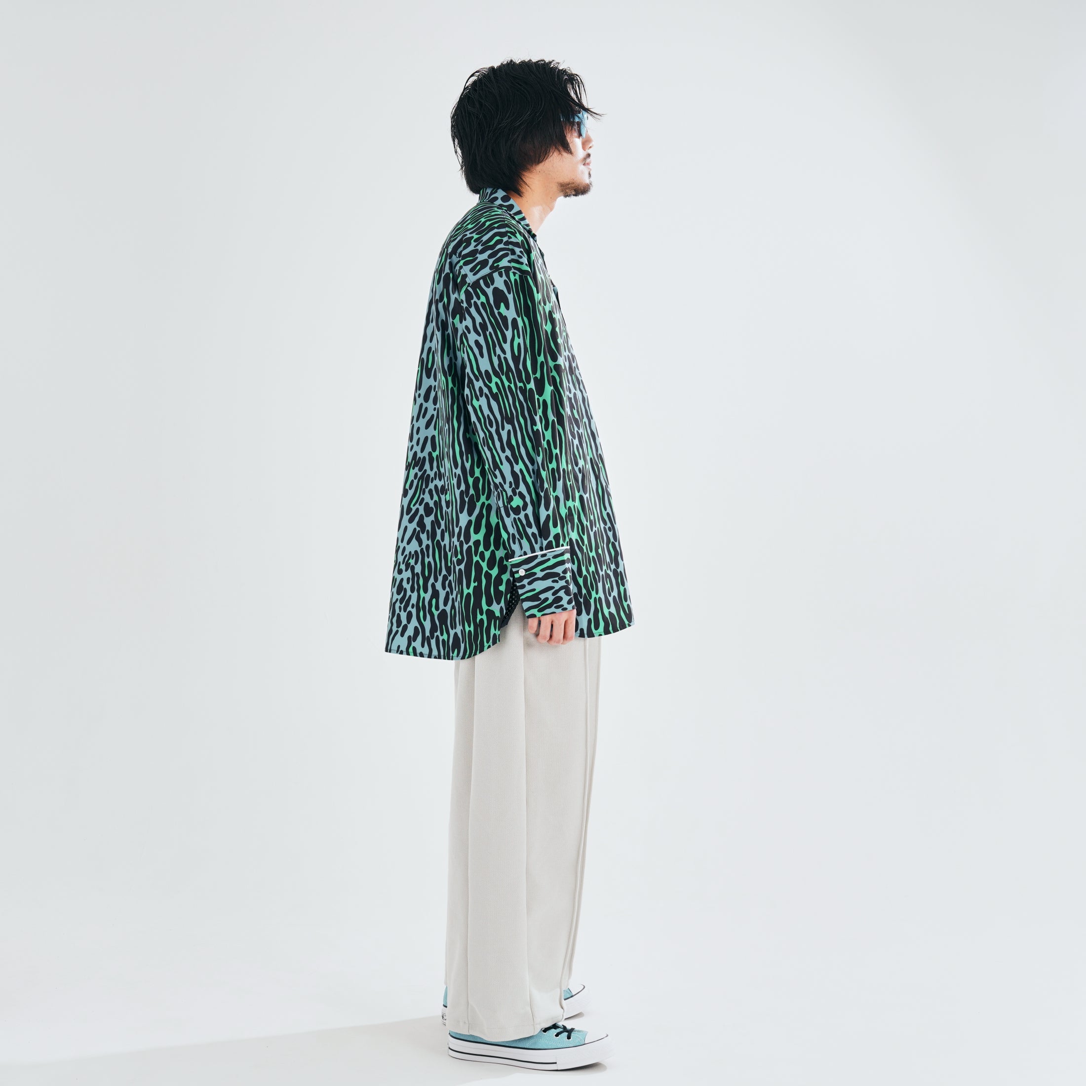 efdbdg-01_Blue Green | Leopard Piping Shirts | Color:Blue Green【EFFECTEN_エフェクテン】