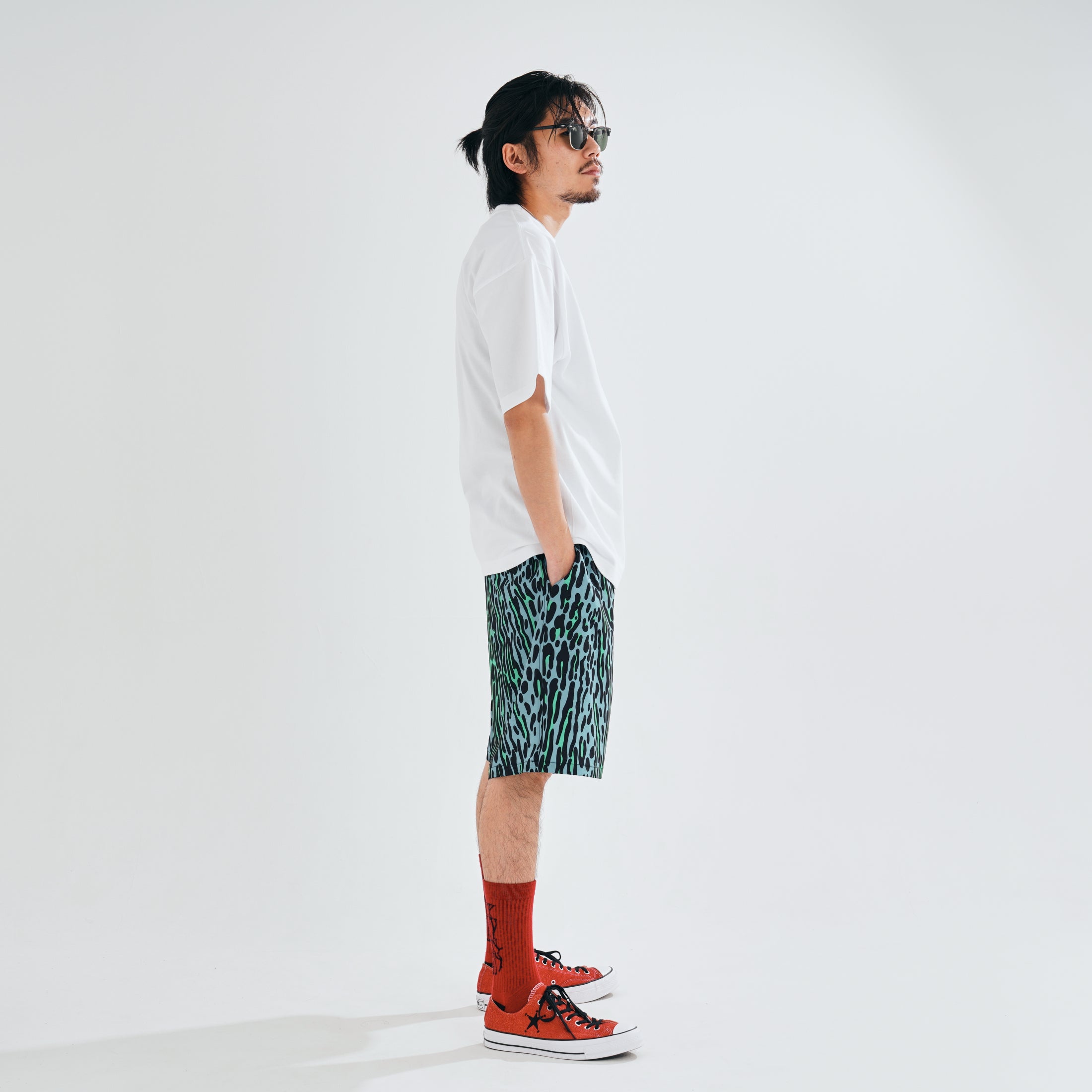 efdbdg-02_Blue Green | Leopard Wide Short Pants | Color:Blue Green【EFFECTEN_エフェクテン】【archive】