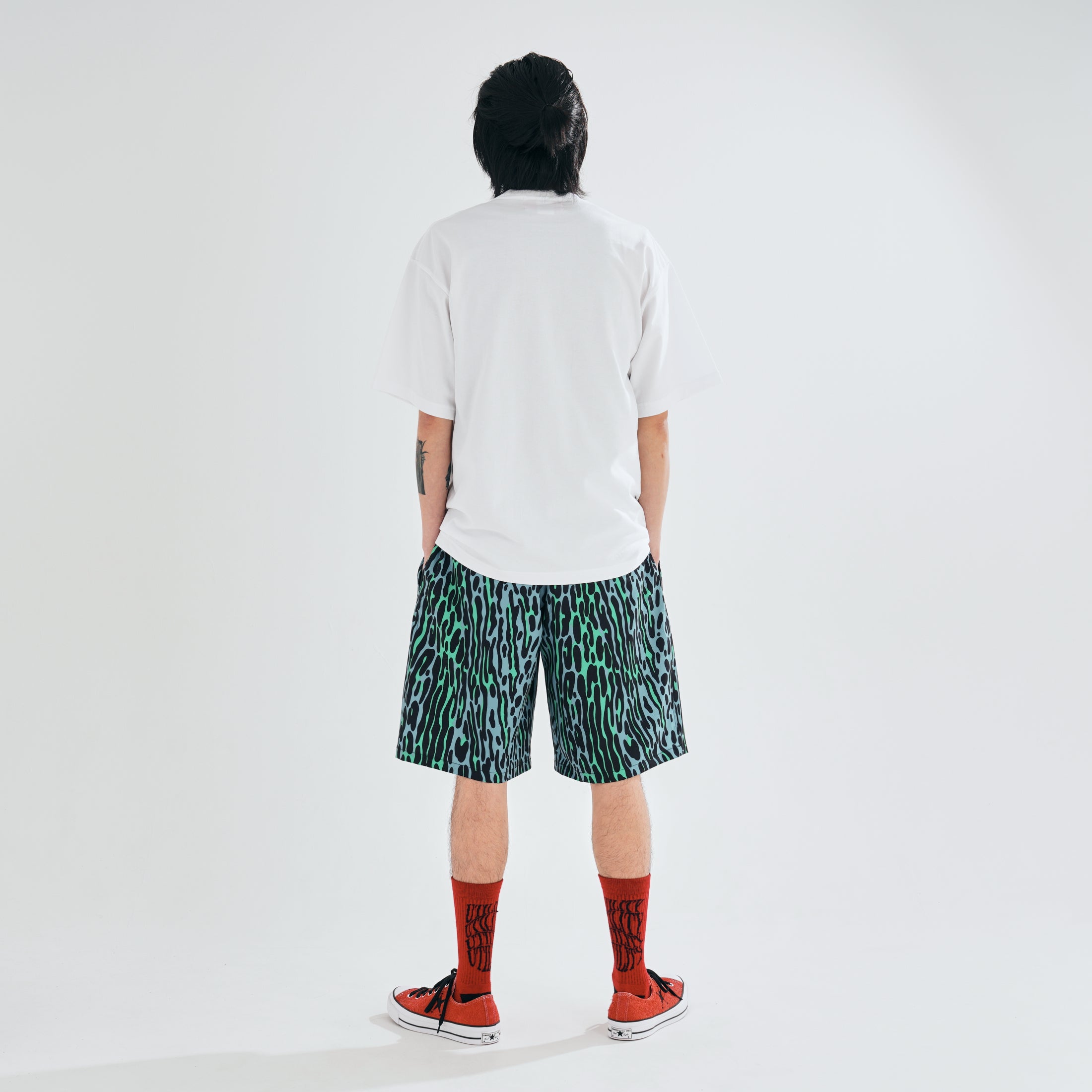 efdbdg-02_Blue Green | Leopard Wide Short Pants | Color:Blue Green【EFFECTEN_エフェクテン】【archive】