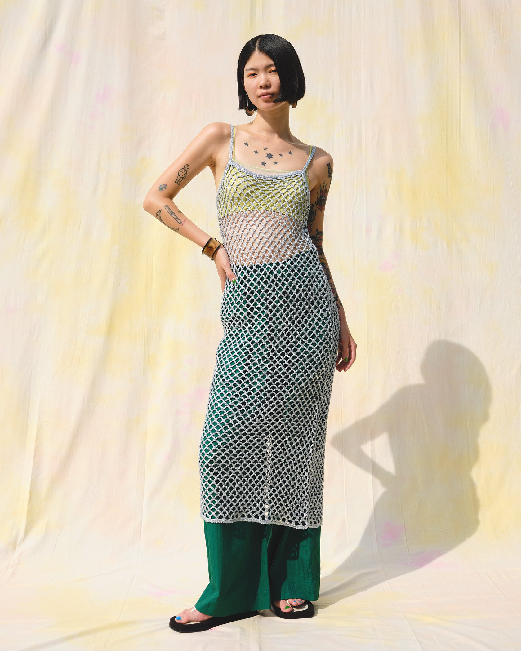 020551SN3_Ecru | SHINY SEQUIN EMBROIDERY CAMI DRESS | Color:Ecru【SARA MALLIKA_サラマリカ】【archive】