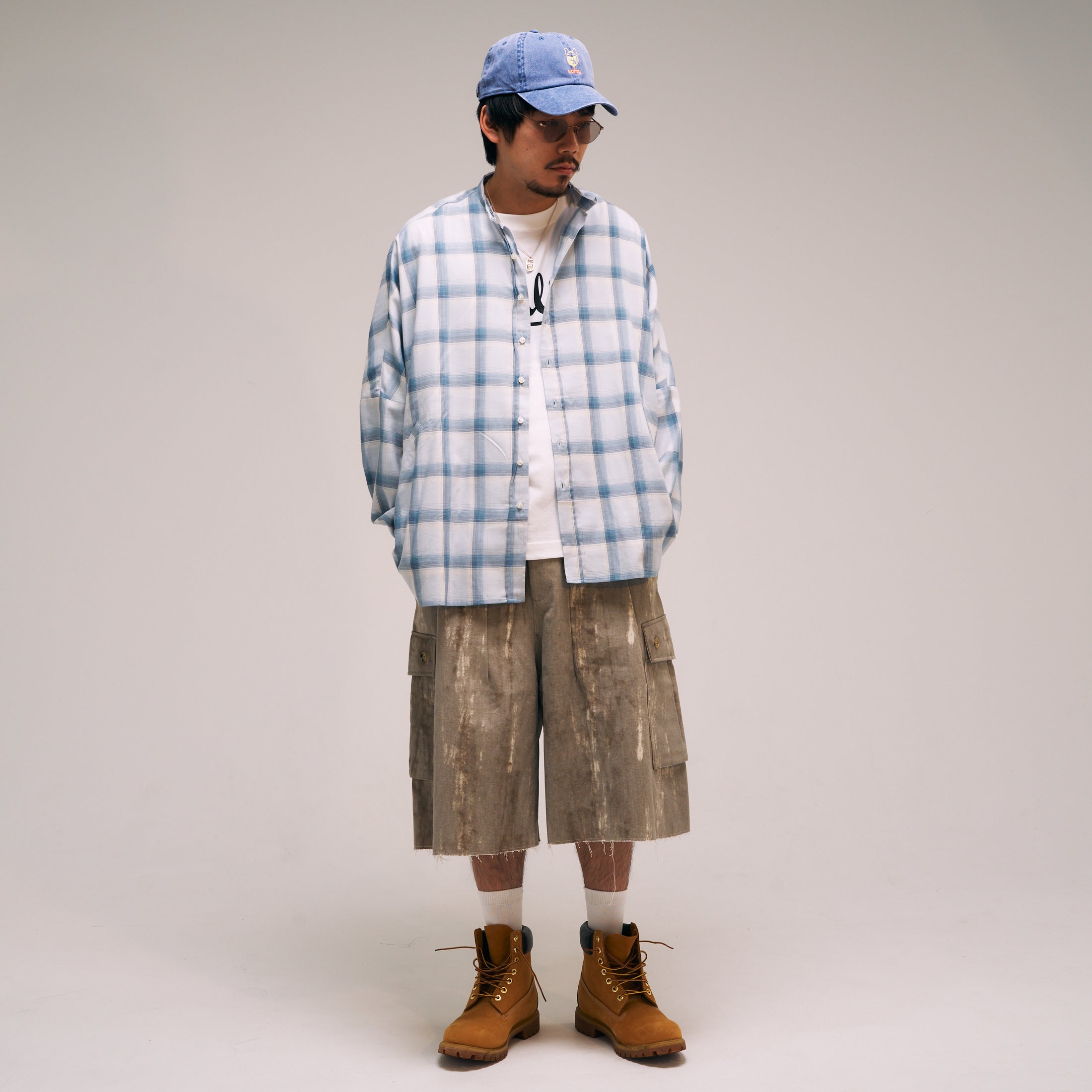 efmm-04_Gray Mix | Twill Wide Cargo Short Pants | Color:Gray Mix【EFFECTEN_エフェクテン】
