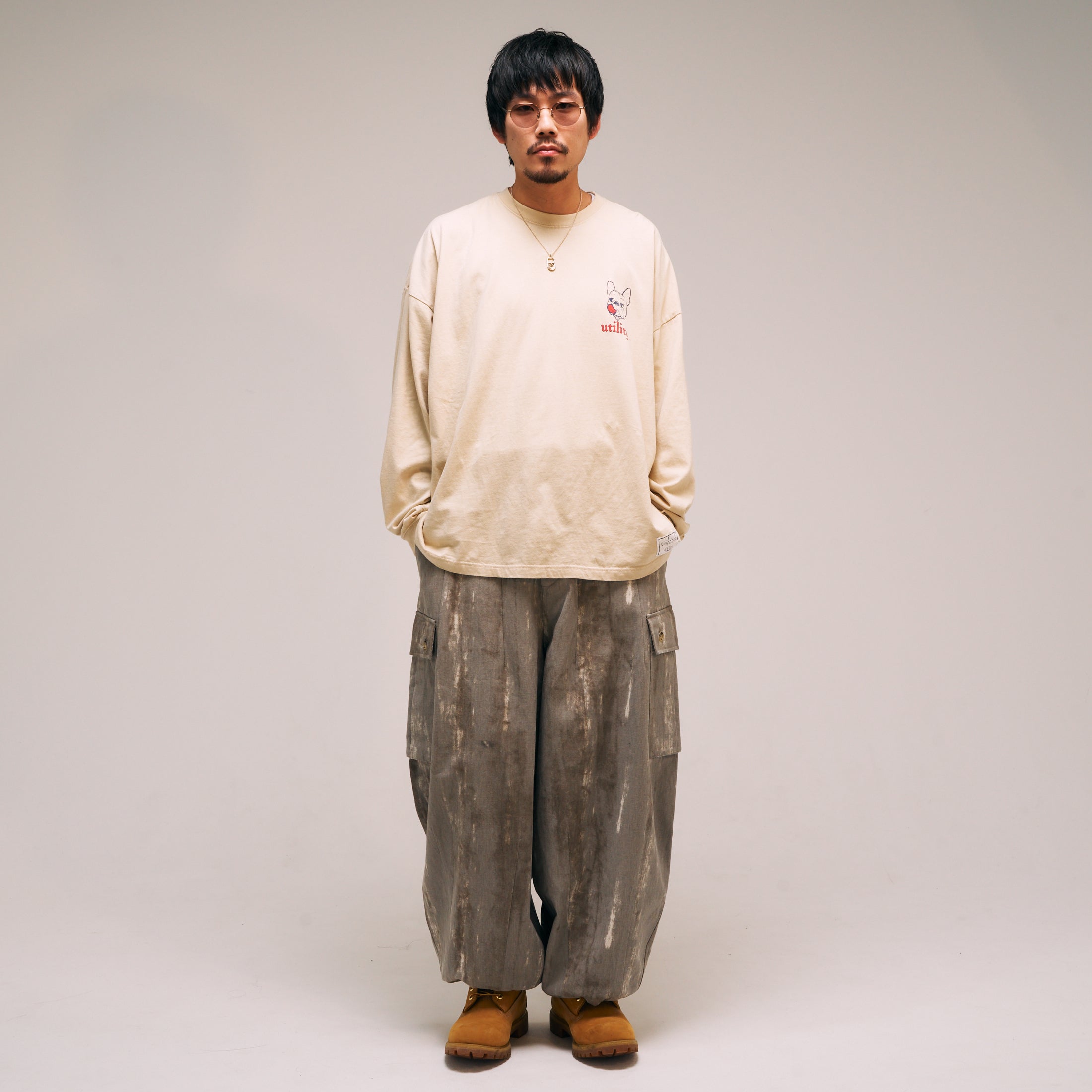efmm-03_Gray Mix | Twill Balloon Wide Cargo Pants | Color:Gray Mix【EFFECTEN_エフェクテン】