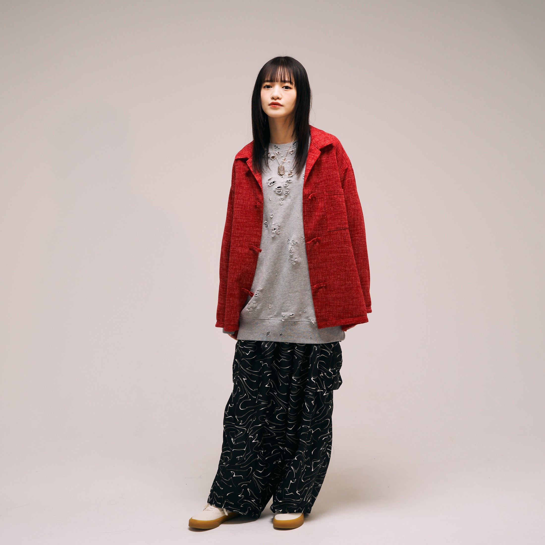 efmm-18_Red | China Knit Shirts | Color:Red【EFFECTEN_エフェクテン】【archive】