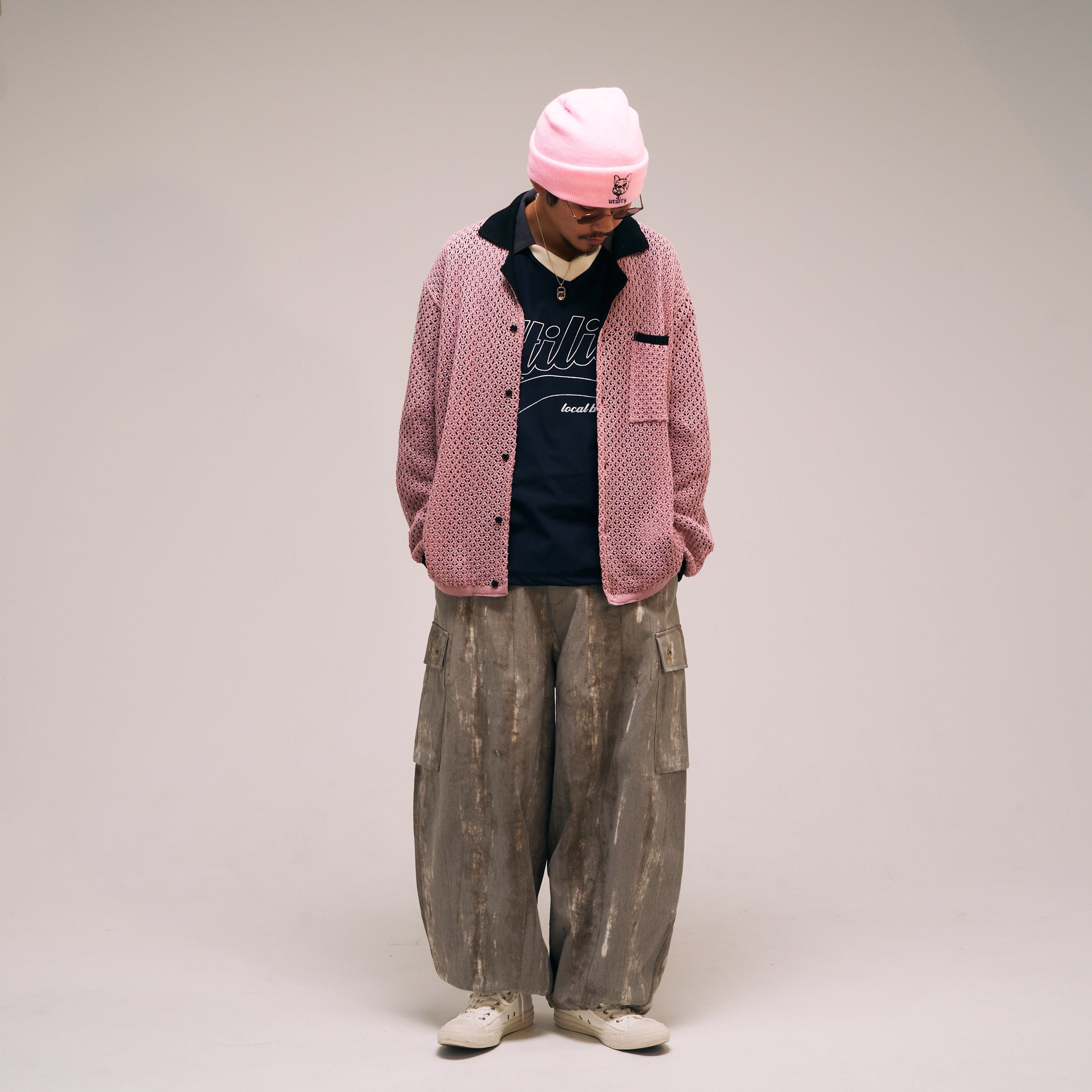 efmm-17_Flamingo | Net Knit Shirts | Color:Flamingo【EFFECTEN_エフェクテン】【archive】