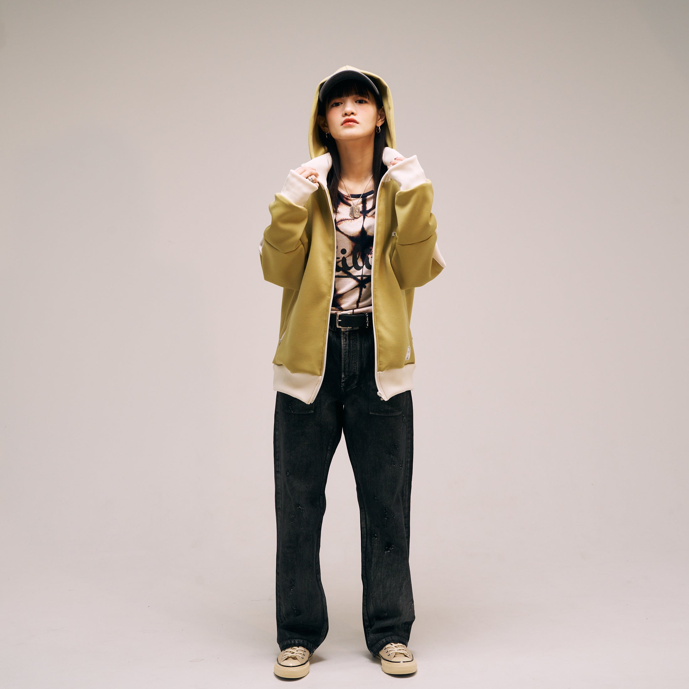 efmm-15_Pistàcchio | High Neck Zip Hoodie | Color:Pistàcchio【EFFECTEN_エフェクテン】【archive】