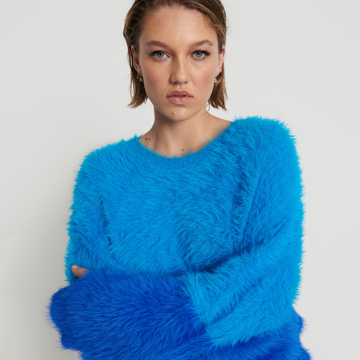 No:24925C | Name:FLUFFY COLOUR BLOCKED SWEATER | Color:Aqua【ONE TEASPOON_ワンティースプーン】