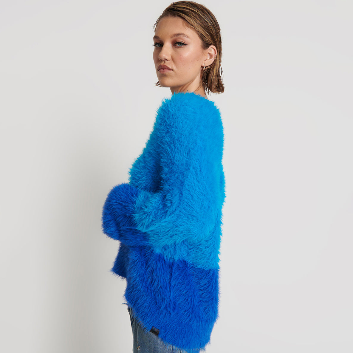 No:24925C | Name:FLUFFY COLOUR BLOCKED SWEATER | Color:Aqua【ONE TEASPOON_ワンティースプーン】
