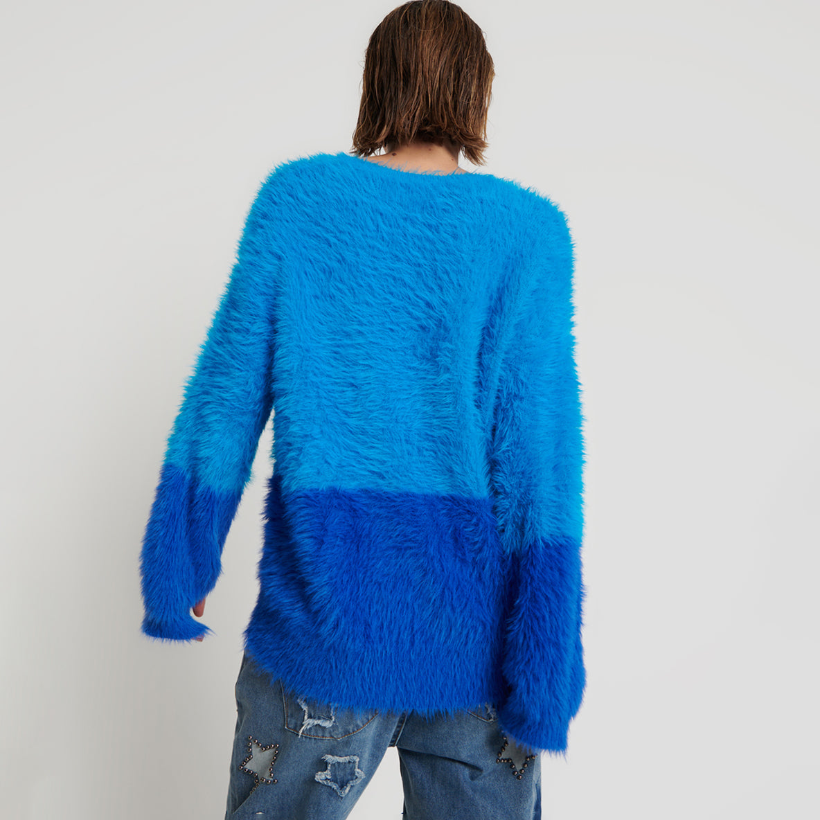 No:24925C | Name:FLUFFY COLOUR BLOCKED SWEATER | Color:Aqua【ONE TEASPOON_ワンティースプーン】