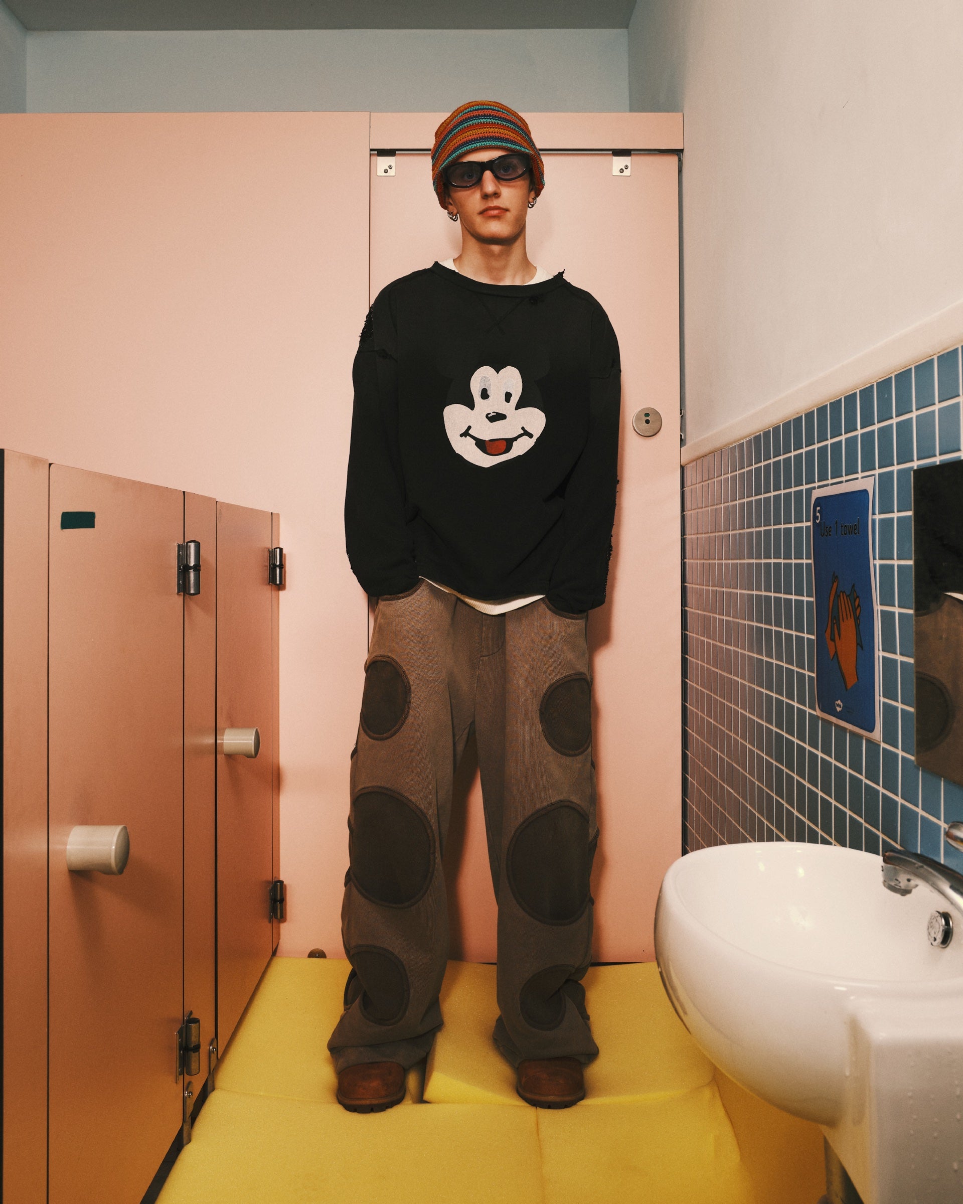 Pla24awt01-1_Washed black | Mickey vitage crewneck | Color:Washed Black【PLATEAU STUDIO_プラトー スタジオ】【archive】