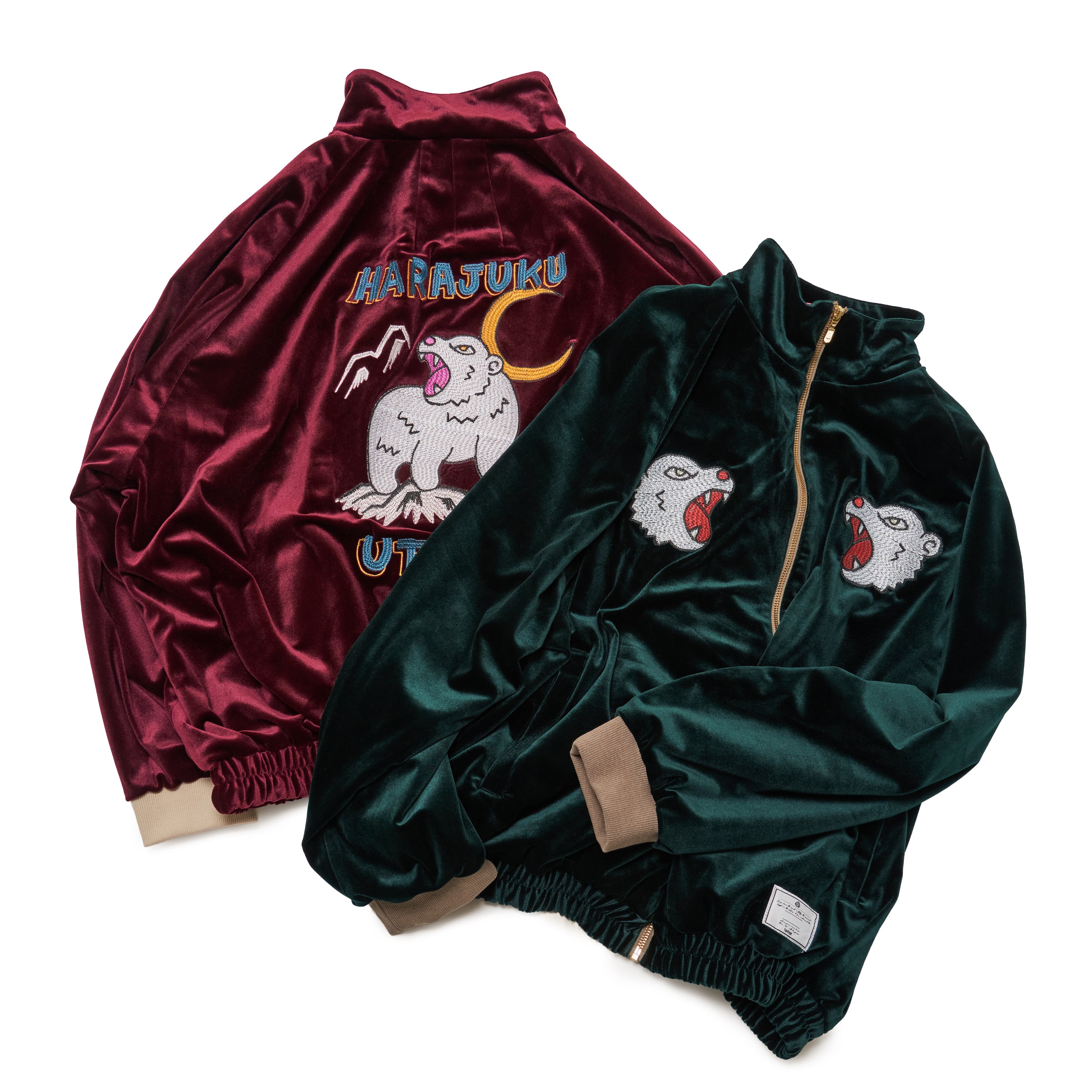 刺繍入りスタンドカラージャケット(EFFECTEN)、ヴィンテージ風の光沢感が印象的