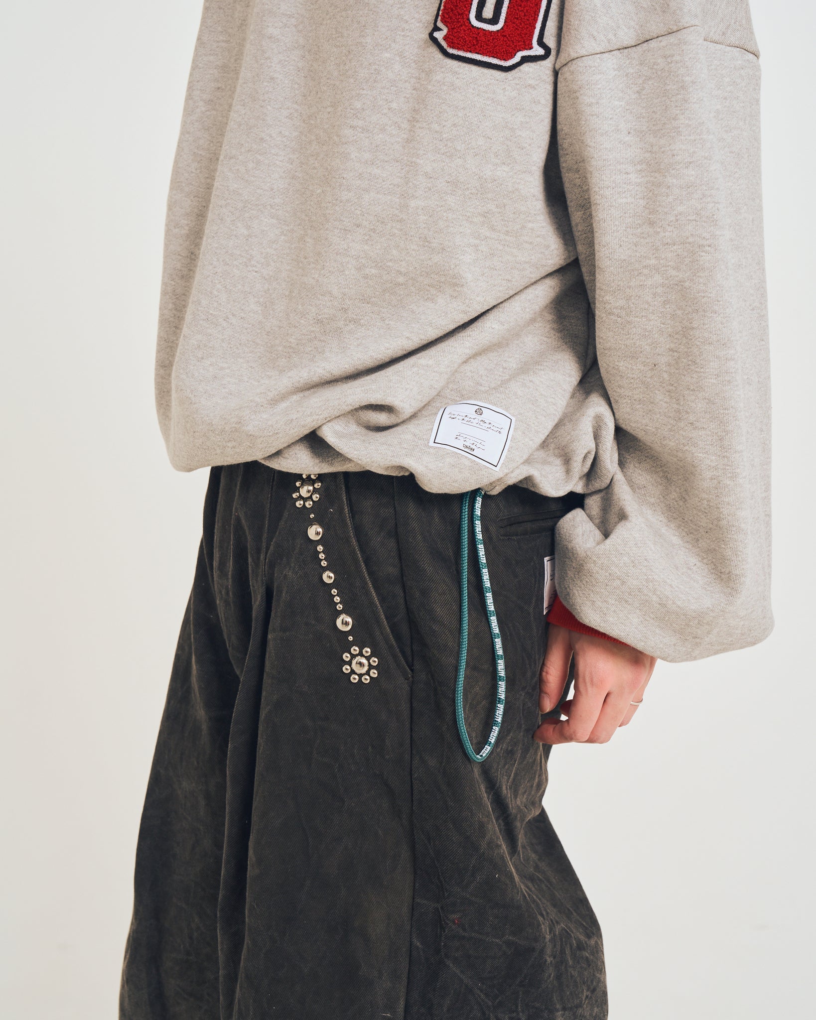 Studs work wide pants | Color_Black | No_efsal-02_Black【EFFECTEN_エフェクテン】【入荷予定アイテム・入荷連絡可能】