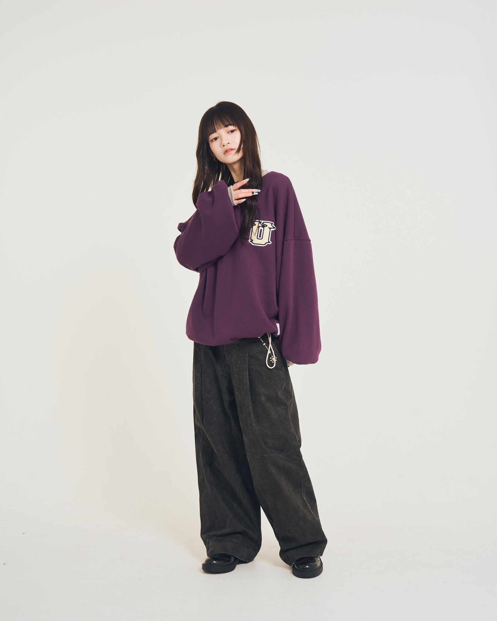 Studs work wide pants | Color_Black | No_efsal-02_Black【EFFECTEN_エフェクテン】【入荷予定アイテム・入荷連絡可能】