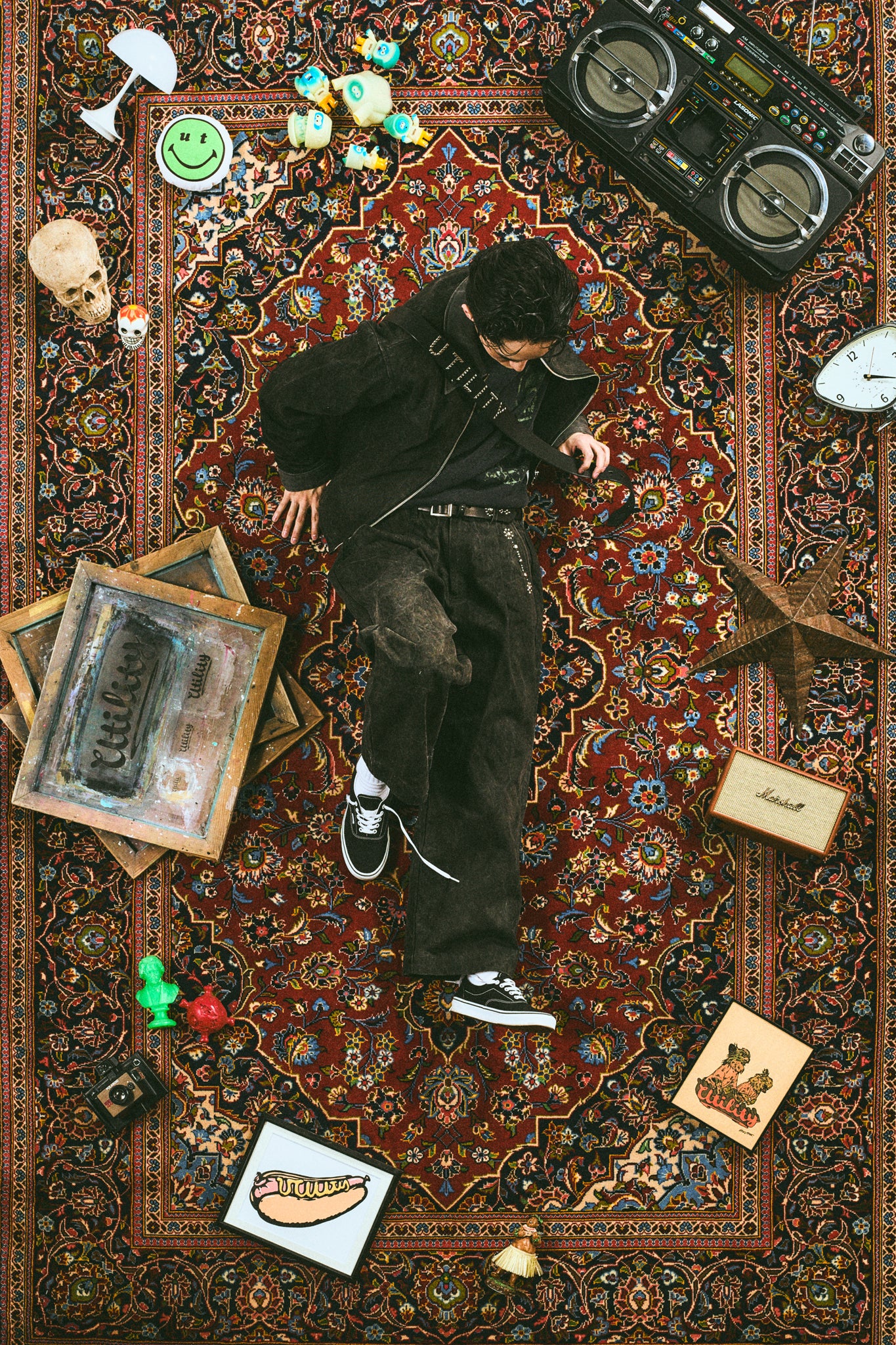 Studs work wide pants | Color_Black | No_efsal-02_Black【EFFECTEN_エフェクテン】【入荷予定アイテム・入荷連絡可能】