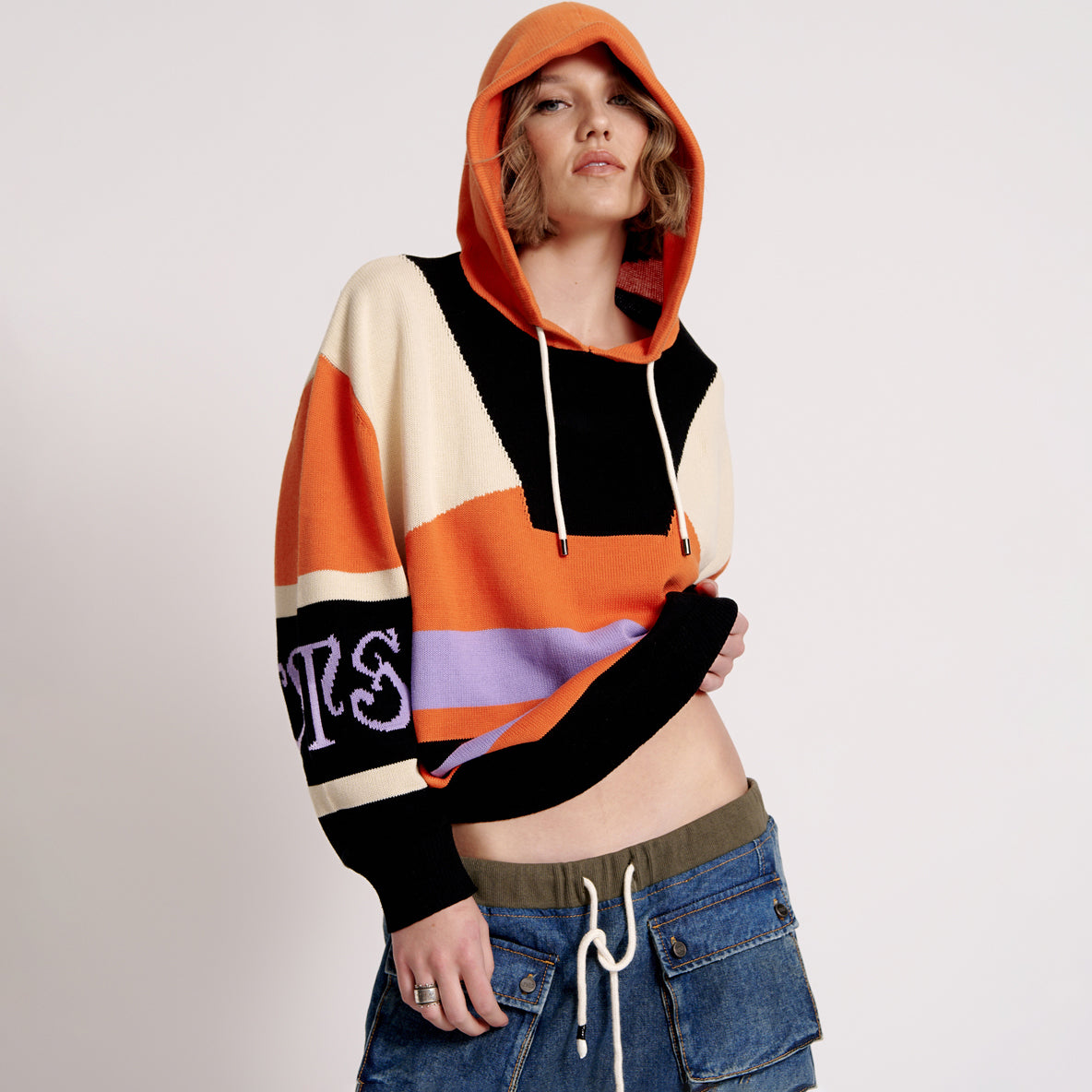 OTS REACTIVE KNIT HOODY – Geo Orange | ONE TEASPOON