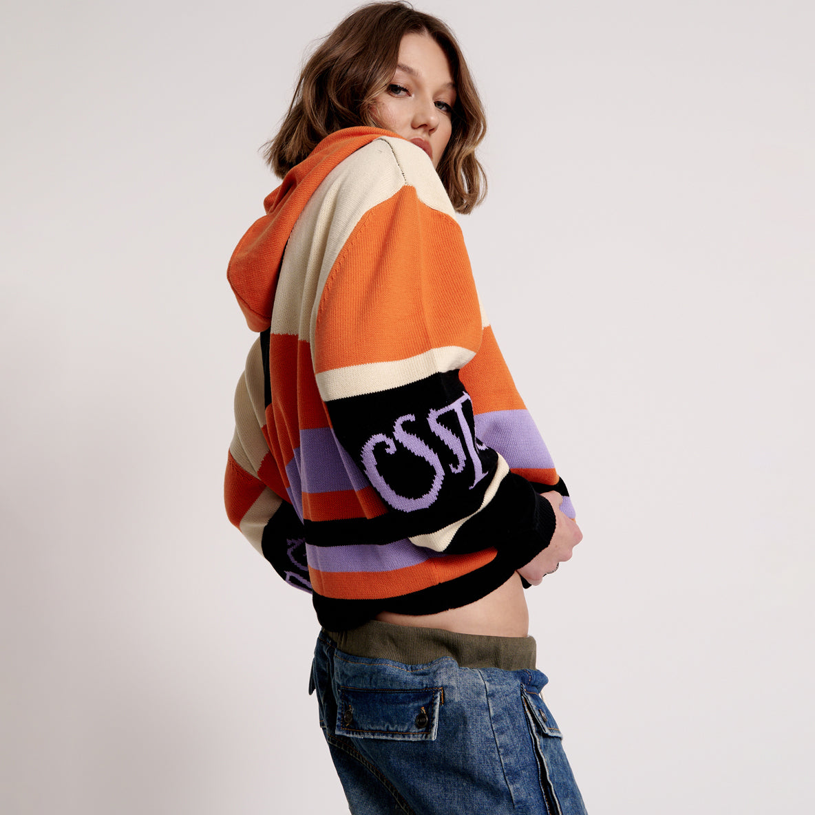 OTS REACTIVE KNIT HOODY – Geo Orange | ONE TEASPOON